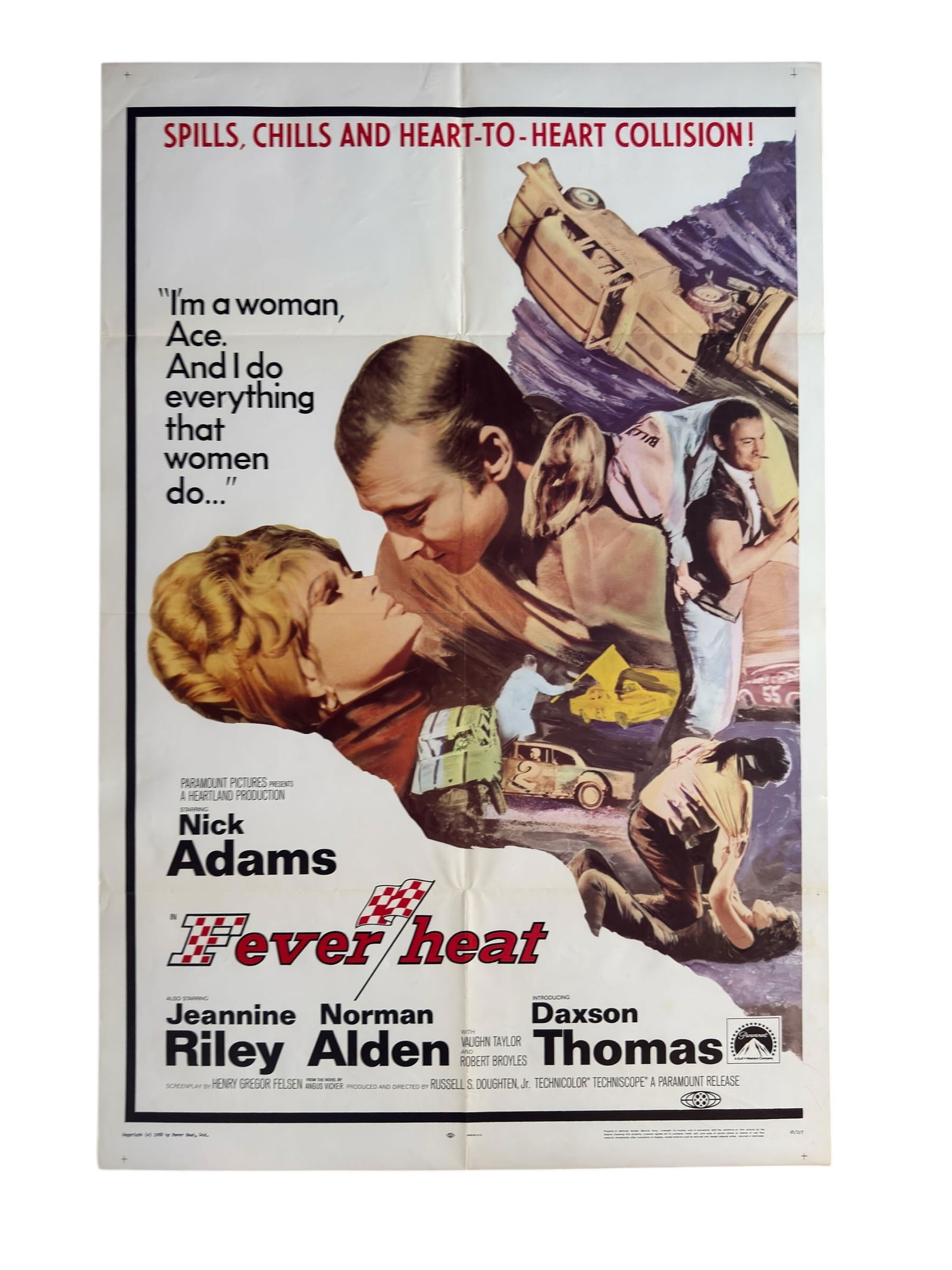 1968 Fever Heat Original One Sheet Movie Poster Nick Adams Motorsport Vintage Car Racing (1 of 11)