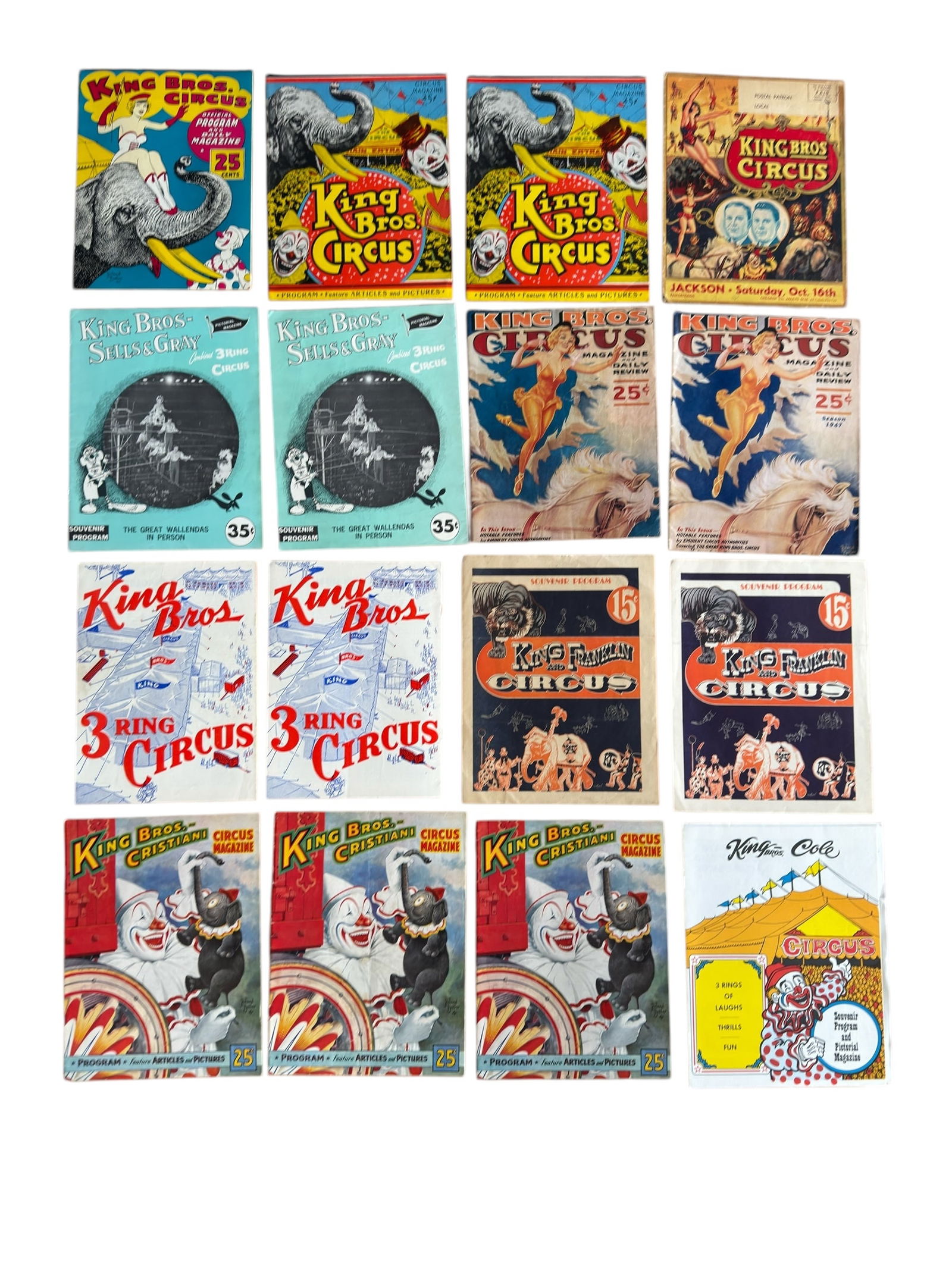 Group of Sixteen + King Brothers Circus Programs1940s-70s (1 of 9)