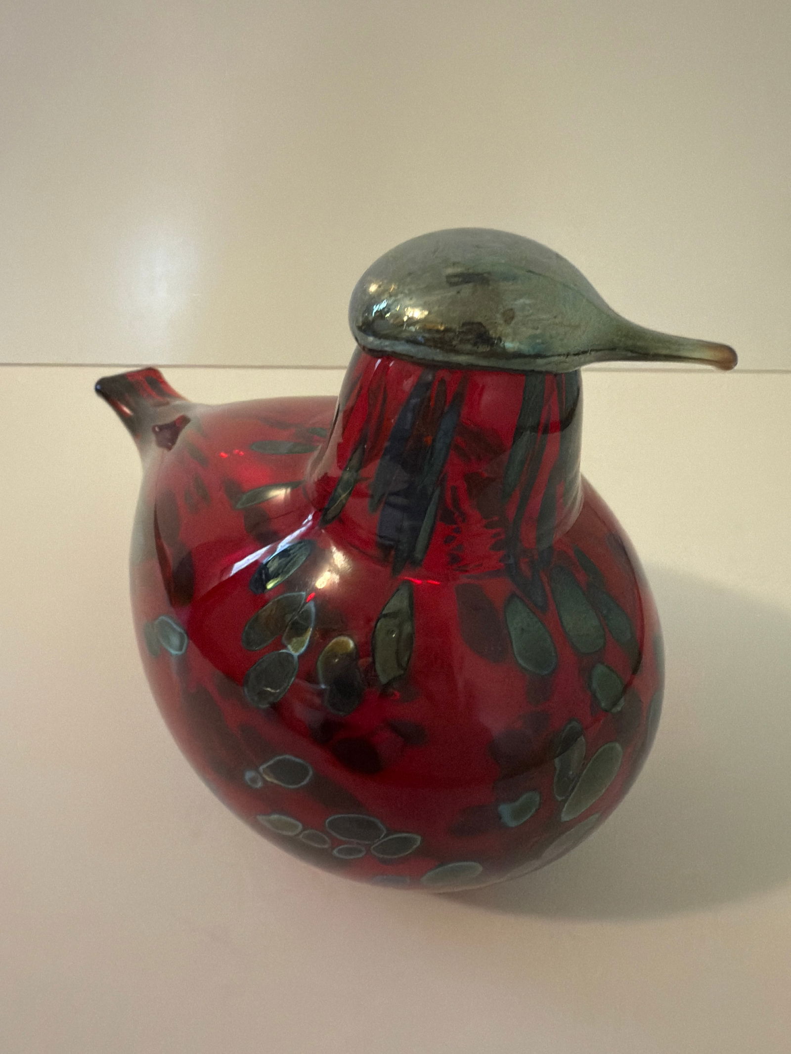 Iittala Olive Toikka Ruby Red Bird Art Glass Sculpture Figuine (1 of 7)