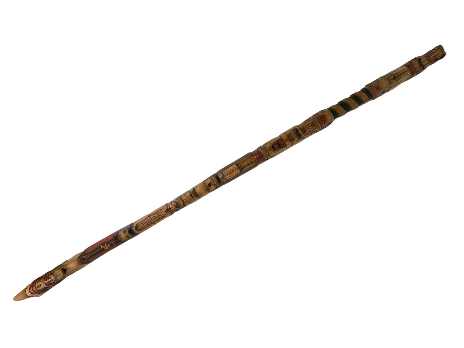 Northwest Coast Salish Native American Carved & Painted Totem Walking Stick by Sonny Wilson (1 of 14)