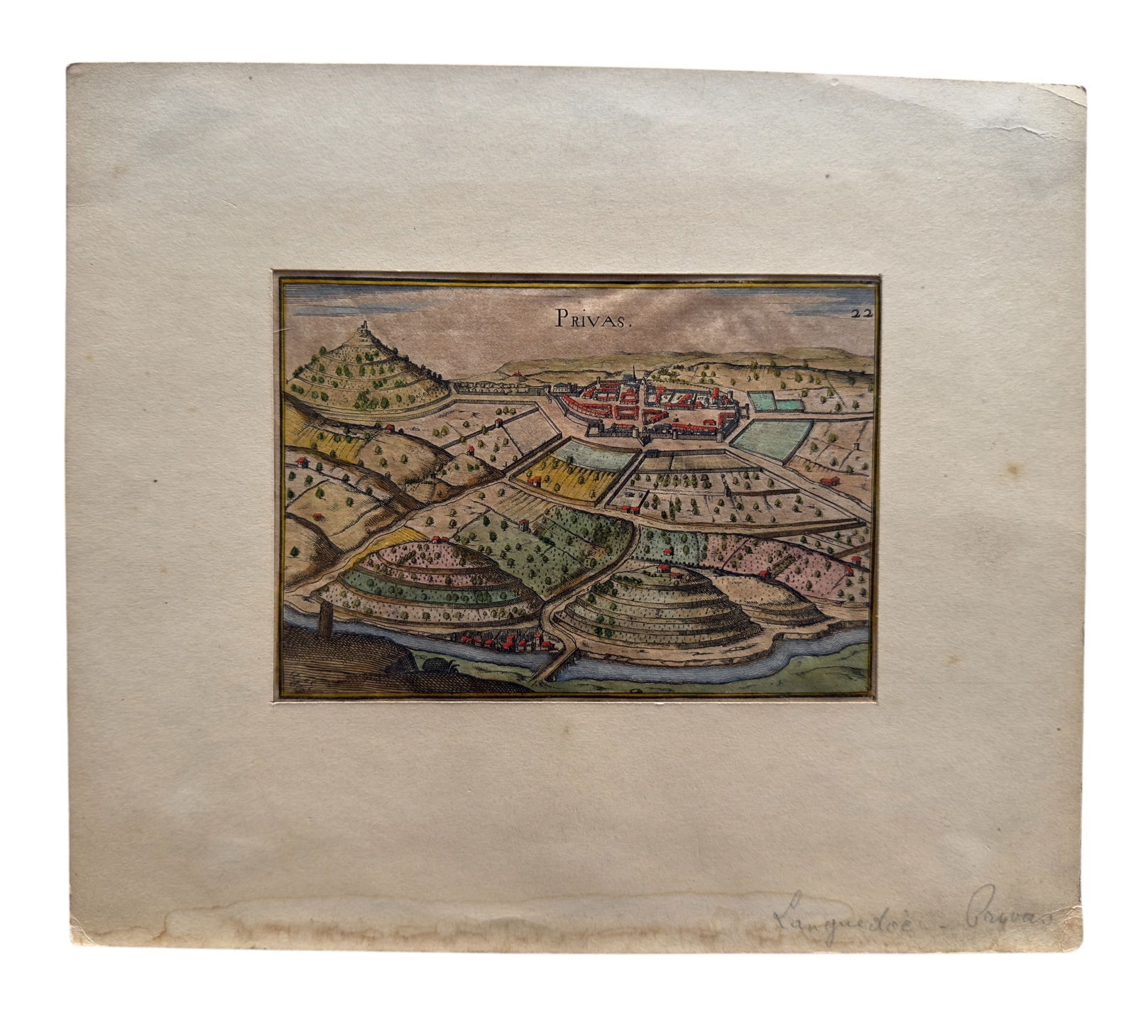 Handcolored Engraving Map by Nicholas Tassin Privas 1636 (1 of 6)