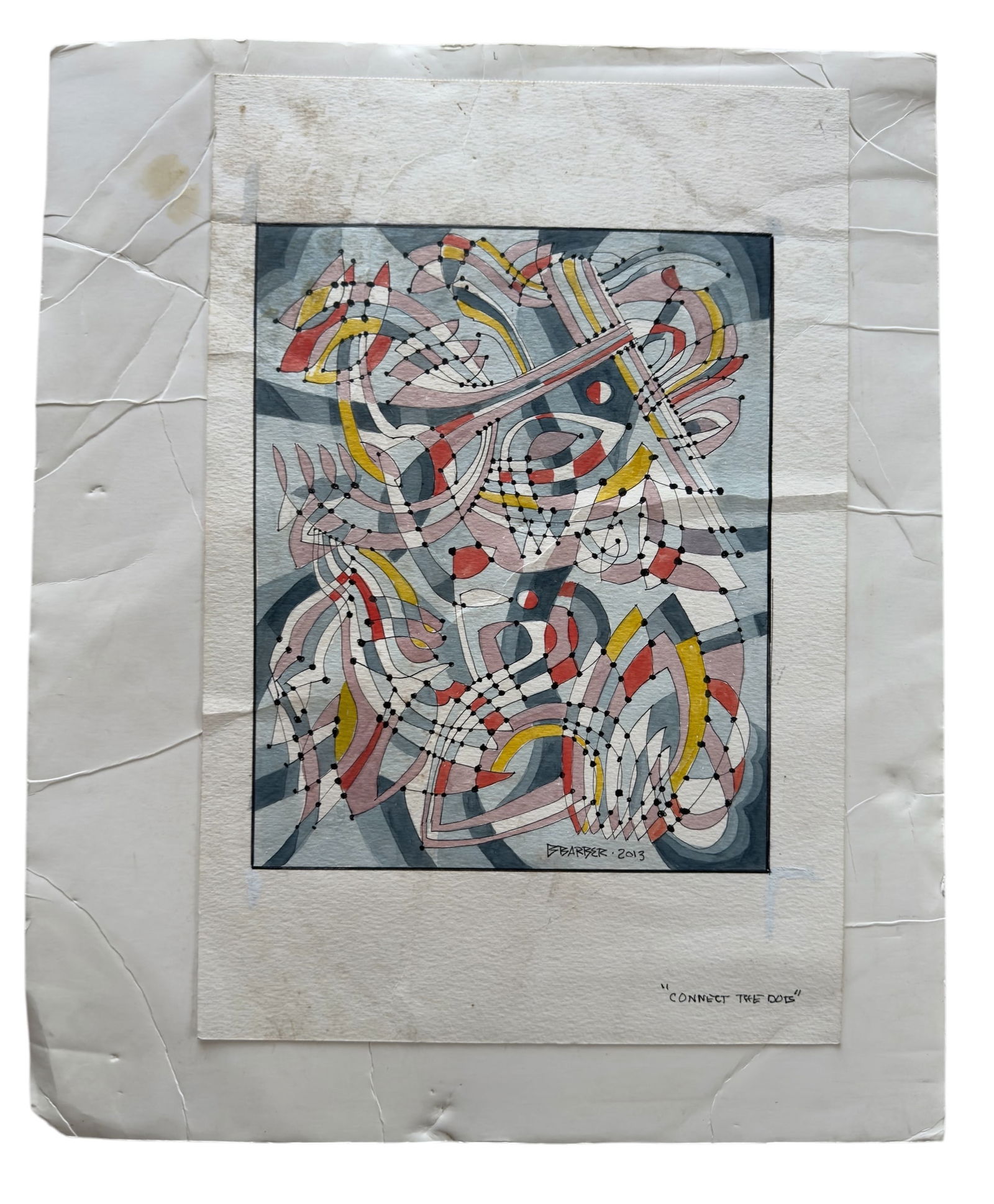 Geometric Abstract Watercolor & Pen Drawing by Bruce Barber 2013 (1 of 4)