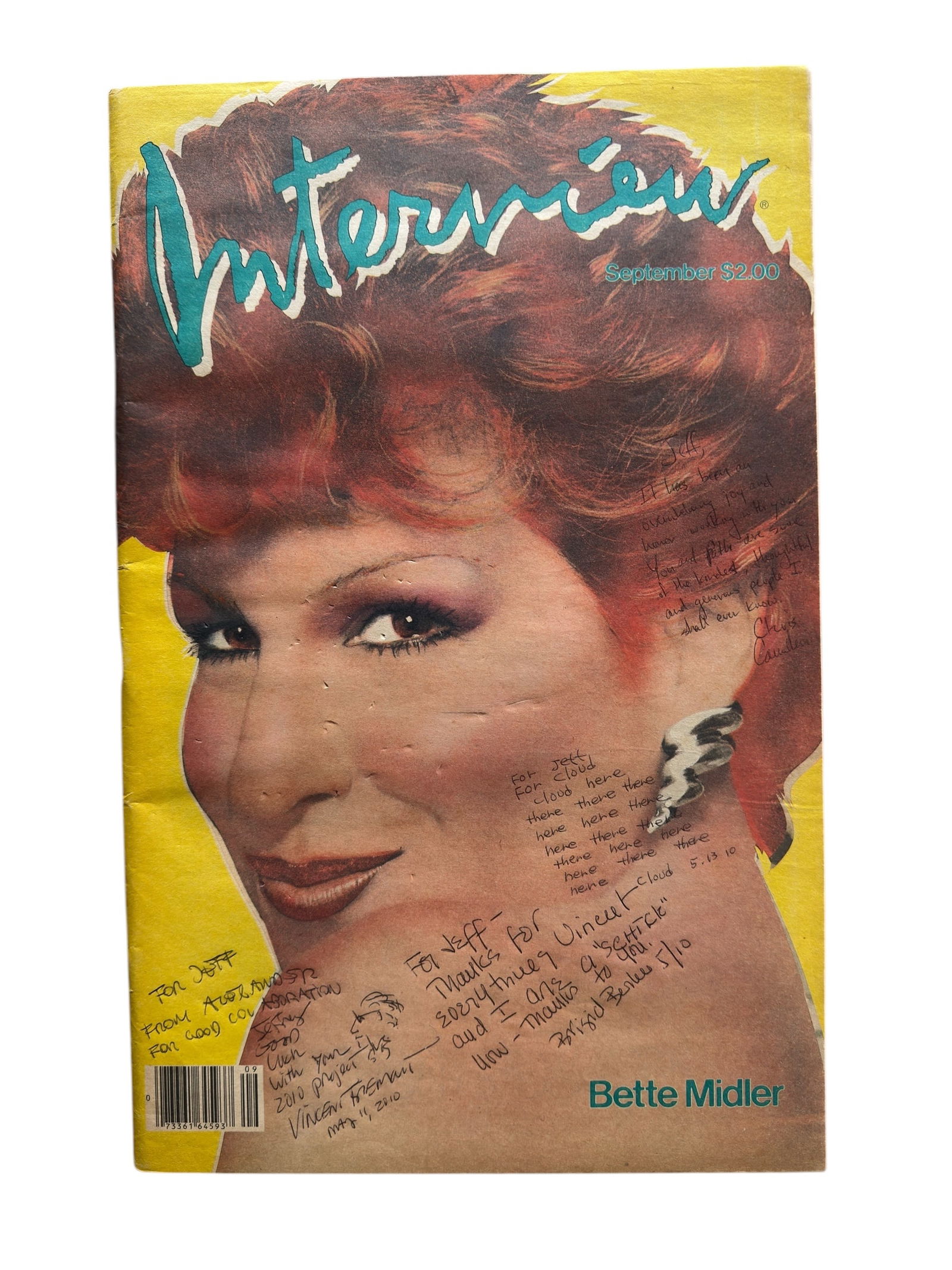 Signed Copy of Interview Magazine September 1982, Vincent Fremont Bridgid Berlin + (1 of 8)