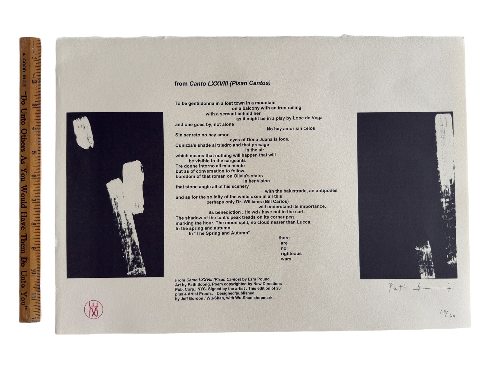 Canto LXXVIII Limited Edition Broadside Signed Path Soong Pisan Cantos Ezra Pound (1 of 5)