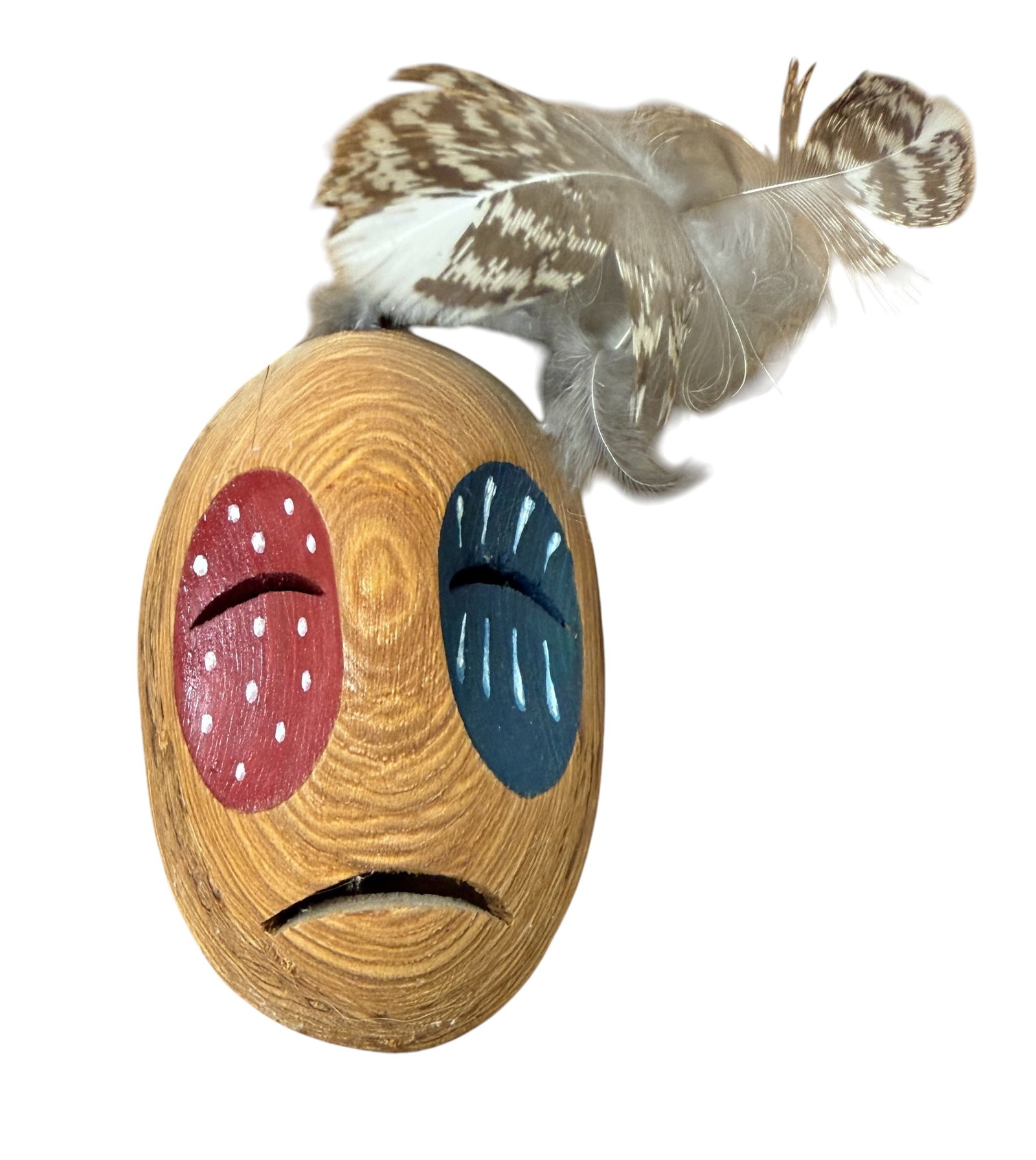Ookpick Owl Inuit Carved Wooden Mask Signed (1 of 6)