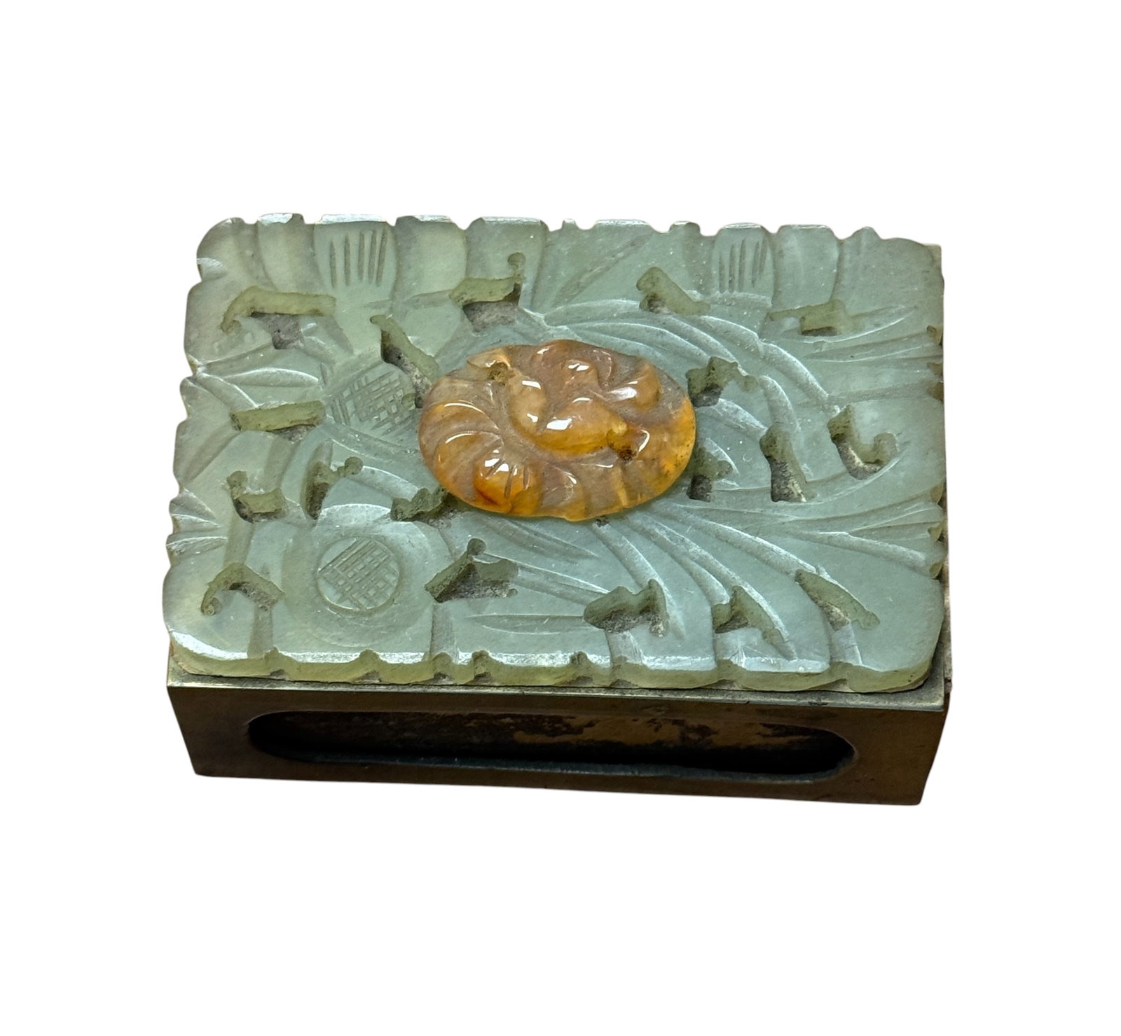 Antique Chinese Jade & Carnelian Match Box Vesta Case (1 of 10)