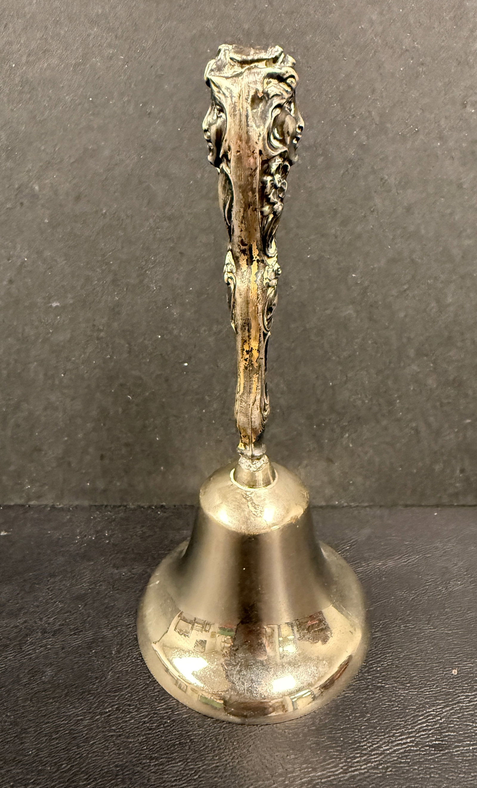 Antique Sterling Silver Repousse Handled Table Bell - 2