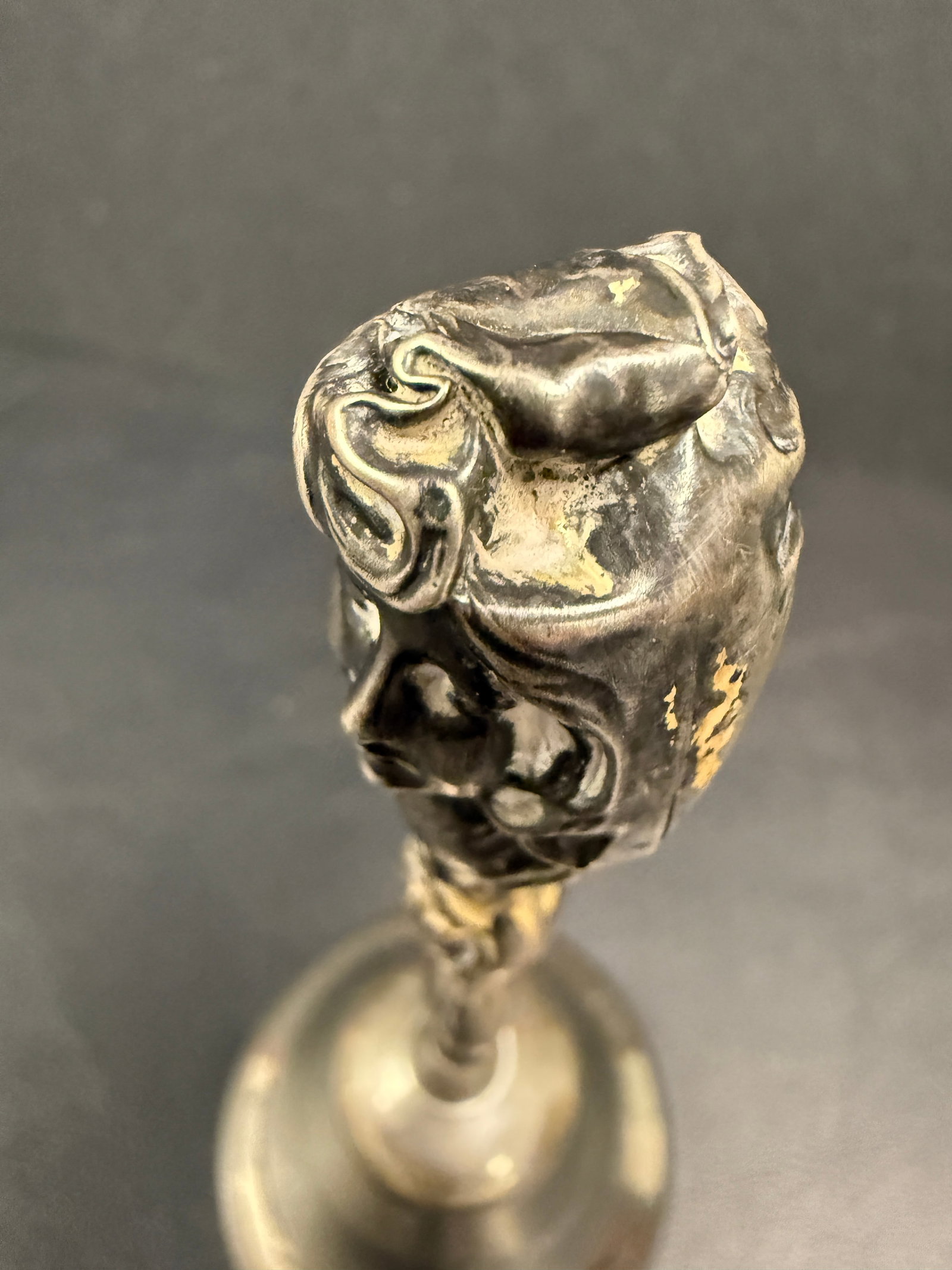 Antique Sterling Silver Repousse Handled Table Bell - 5