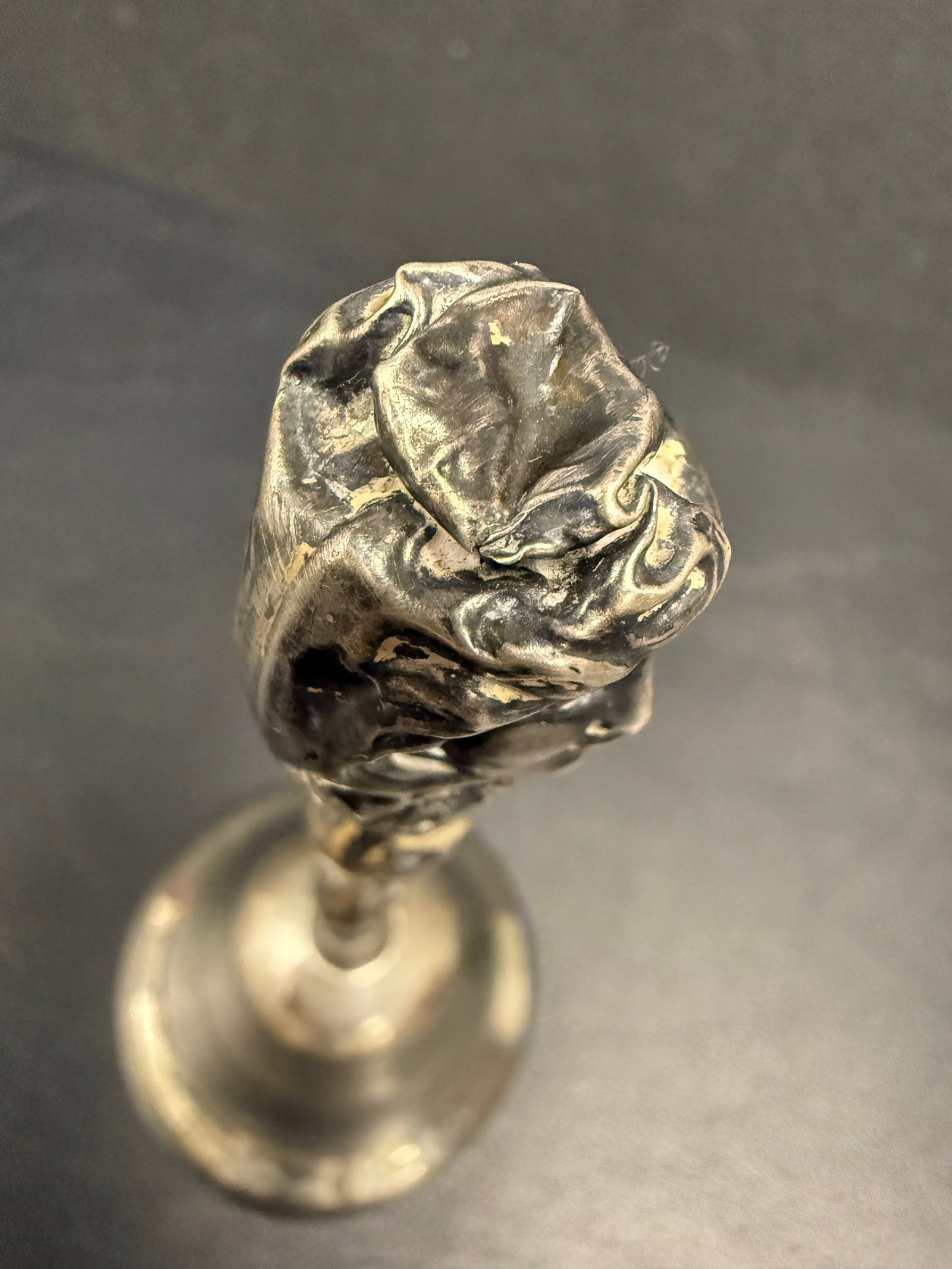 Antique Sterling Silver Repousse Handled Table Bell - 6