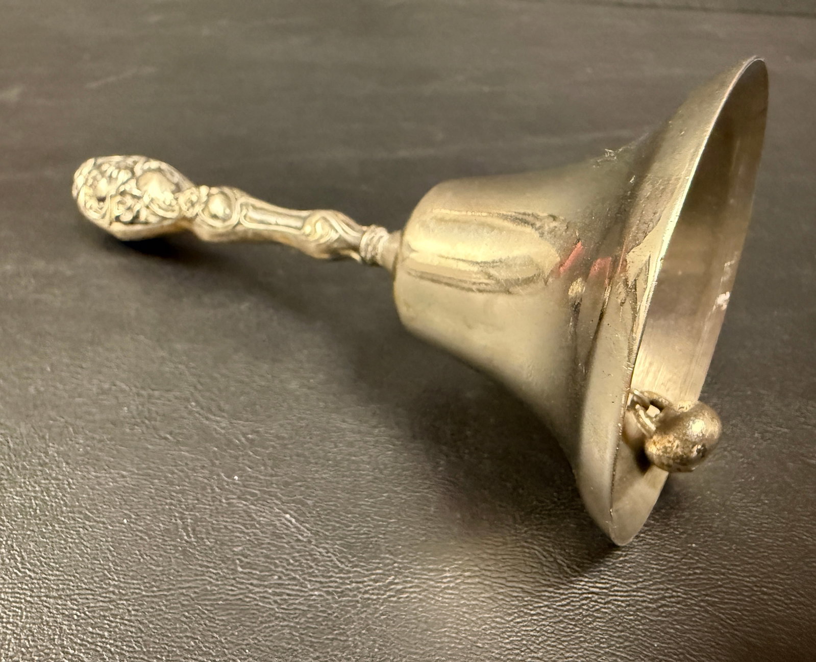 Antique Sterling Silver Repousse Handled Table Bell - 8