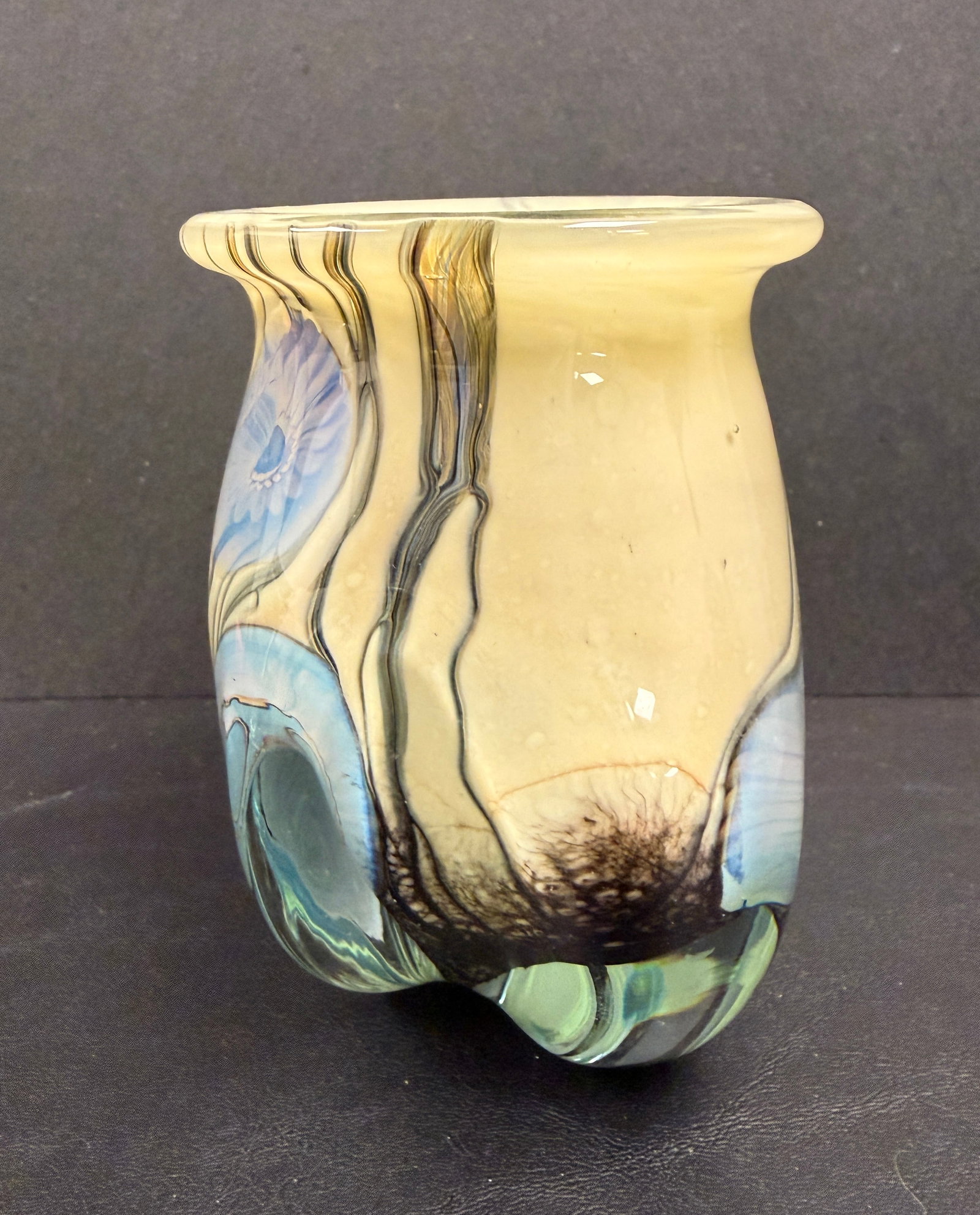 Robert Eickholt Studio Deep Sea Art Glass Vase Signed - 6
