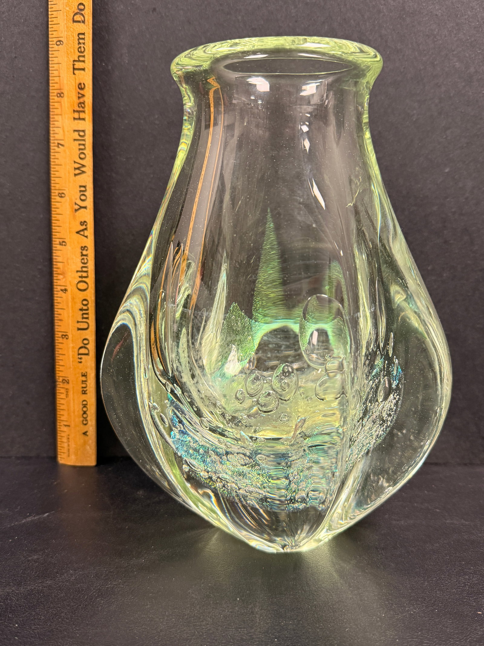 Robert Eickholt Studio Dichrotic Art Glass Freeform Vase Signed - 2
