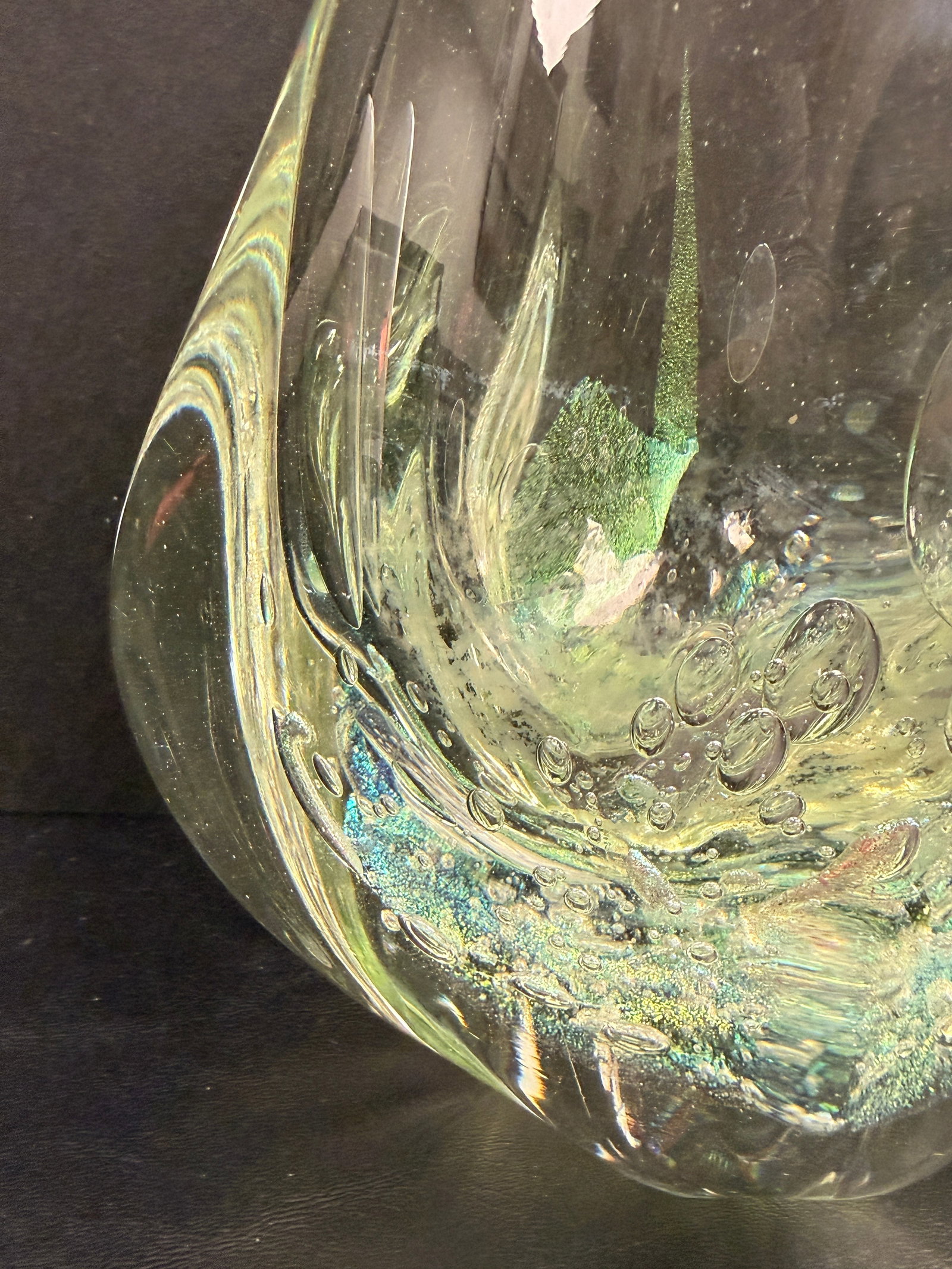Robert Eickholt Studio Dichrotic Art Glass Freeform Vase Signed - 3