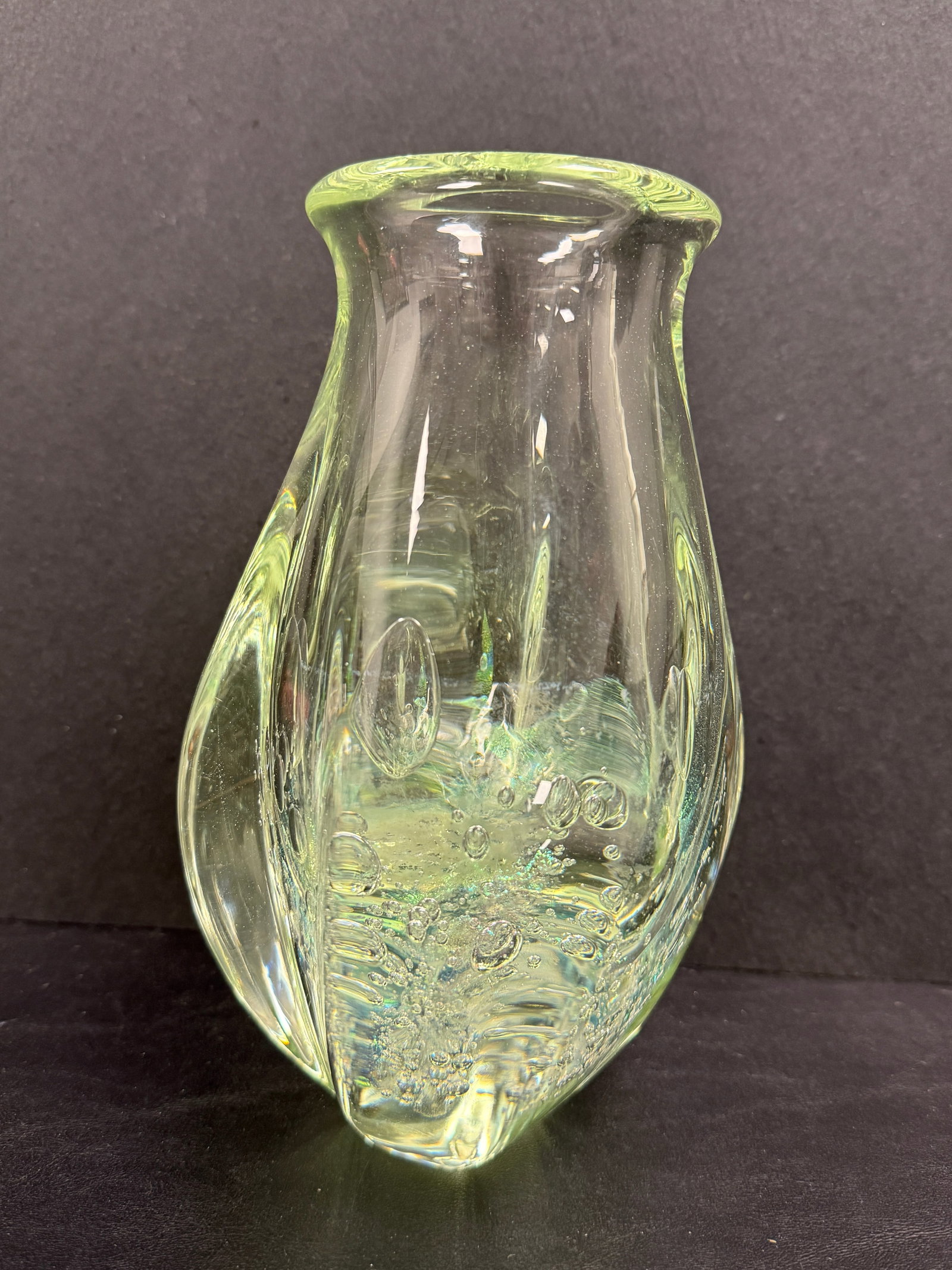 Robert Eickholt Studio Dichrotic Art Glass Freeform Vase Signed - 6