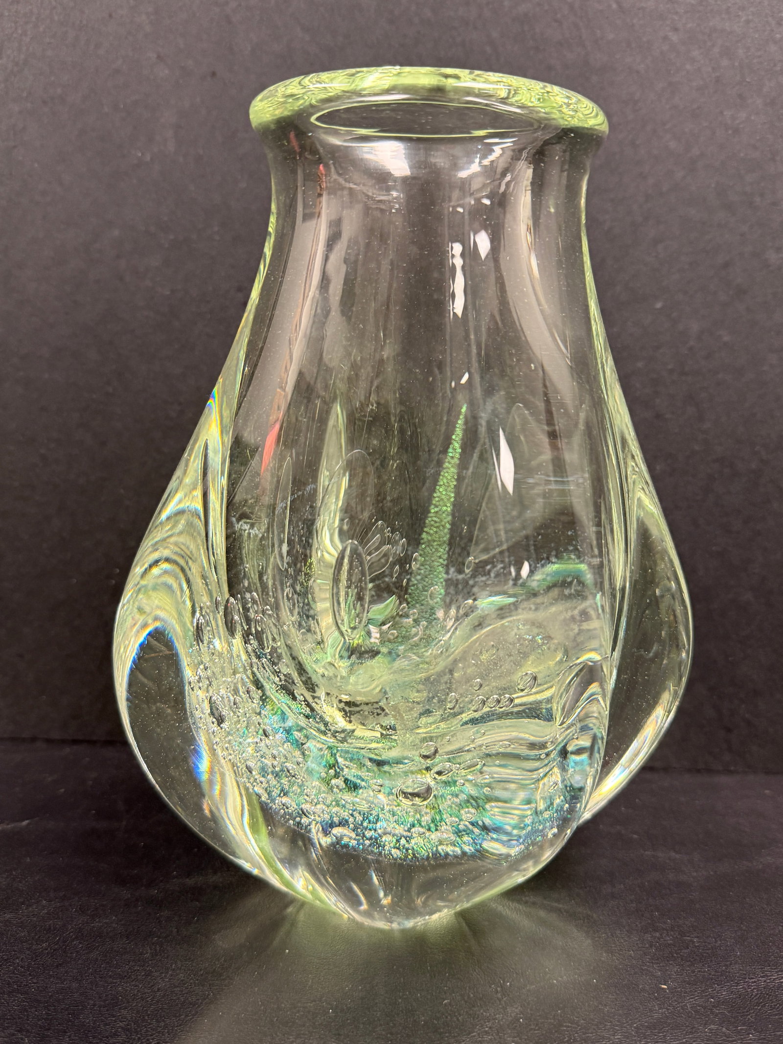 Robert Eickholt Studio Dichrotic Art Glass Freeform Vase Signed - 7