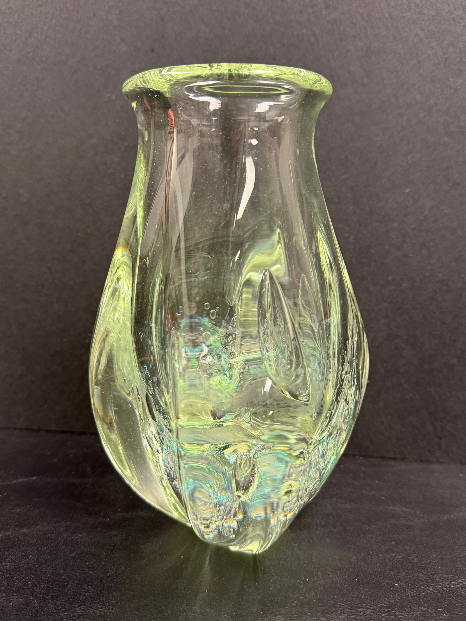 Robert Eickholt Studio Dichrotic Art Glass Freeform Vase Signed - 8