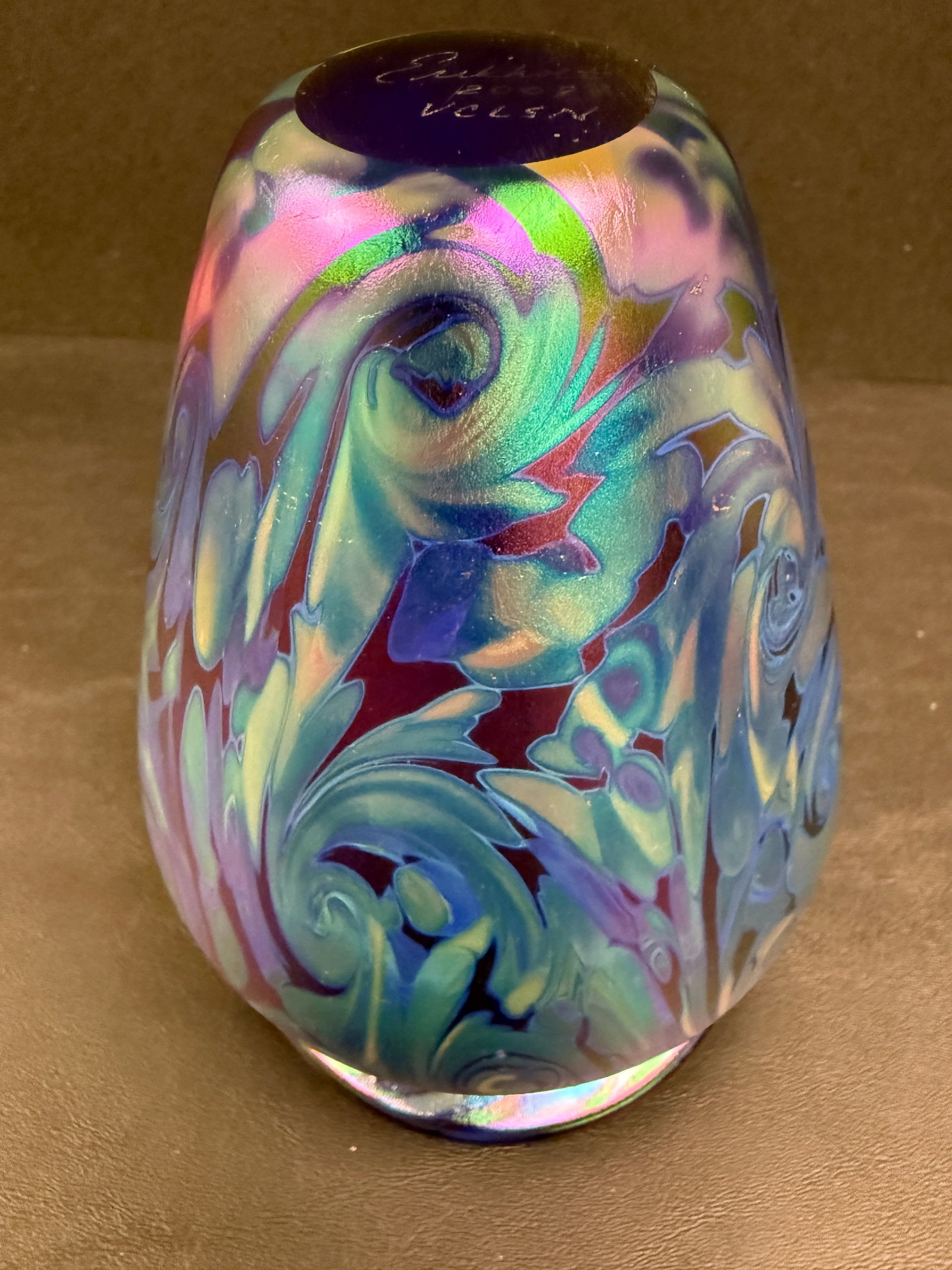 Robert Eickholt Studio Art Glass Vase Iridescent Signed - 7