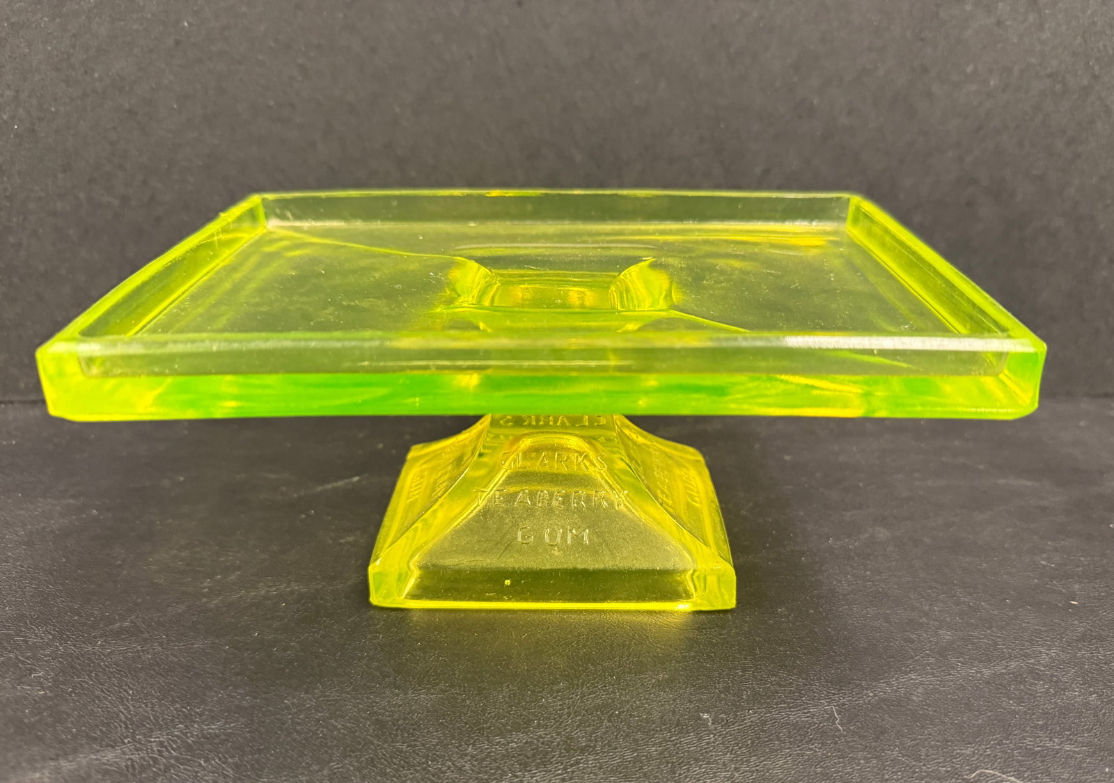 Uranium Glass Clark's Teaberry Gum Store Display Pedestal (1 of 10)