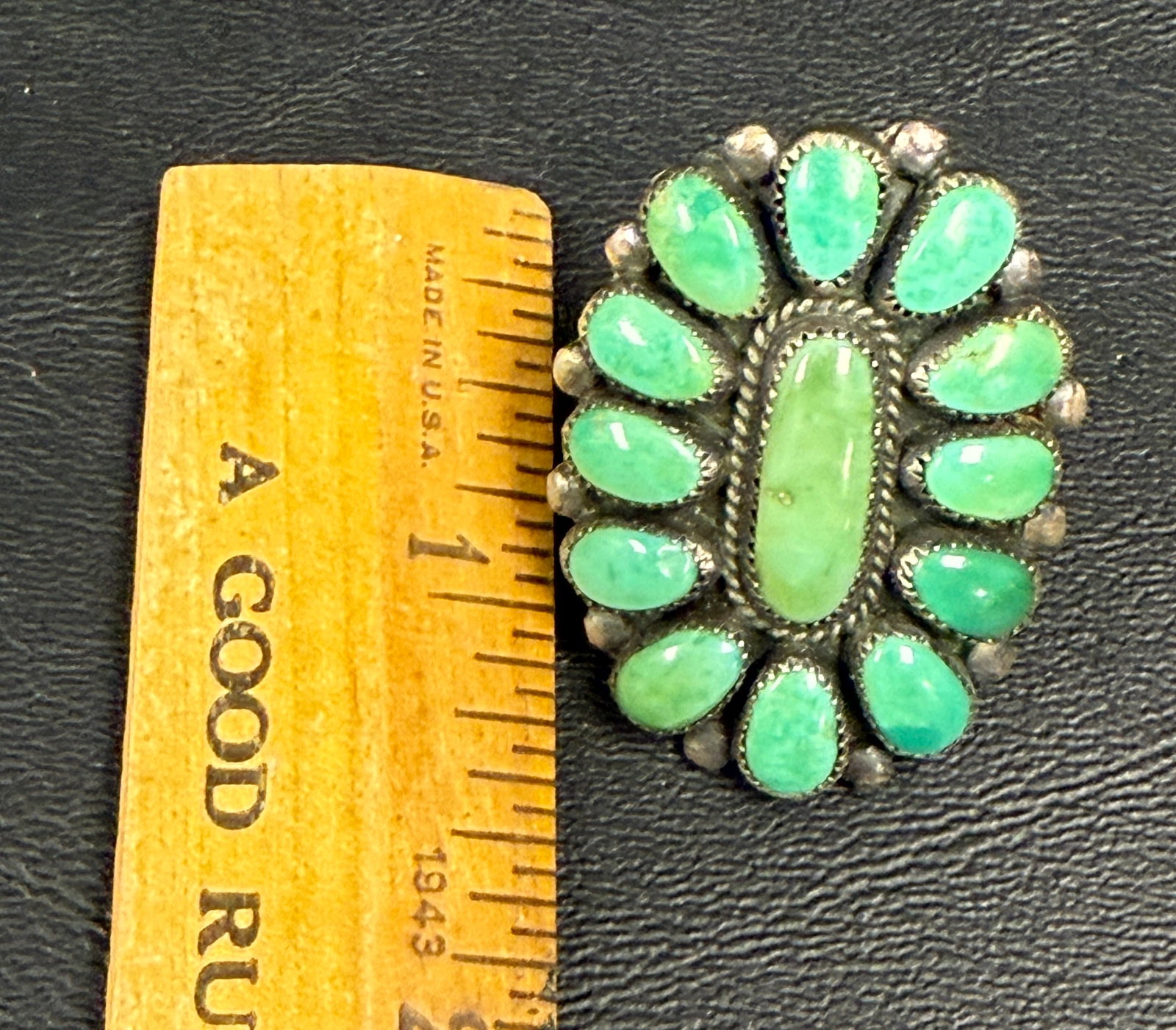 Beautiful Large Native Sterling Silver Turquoise Ring - 2