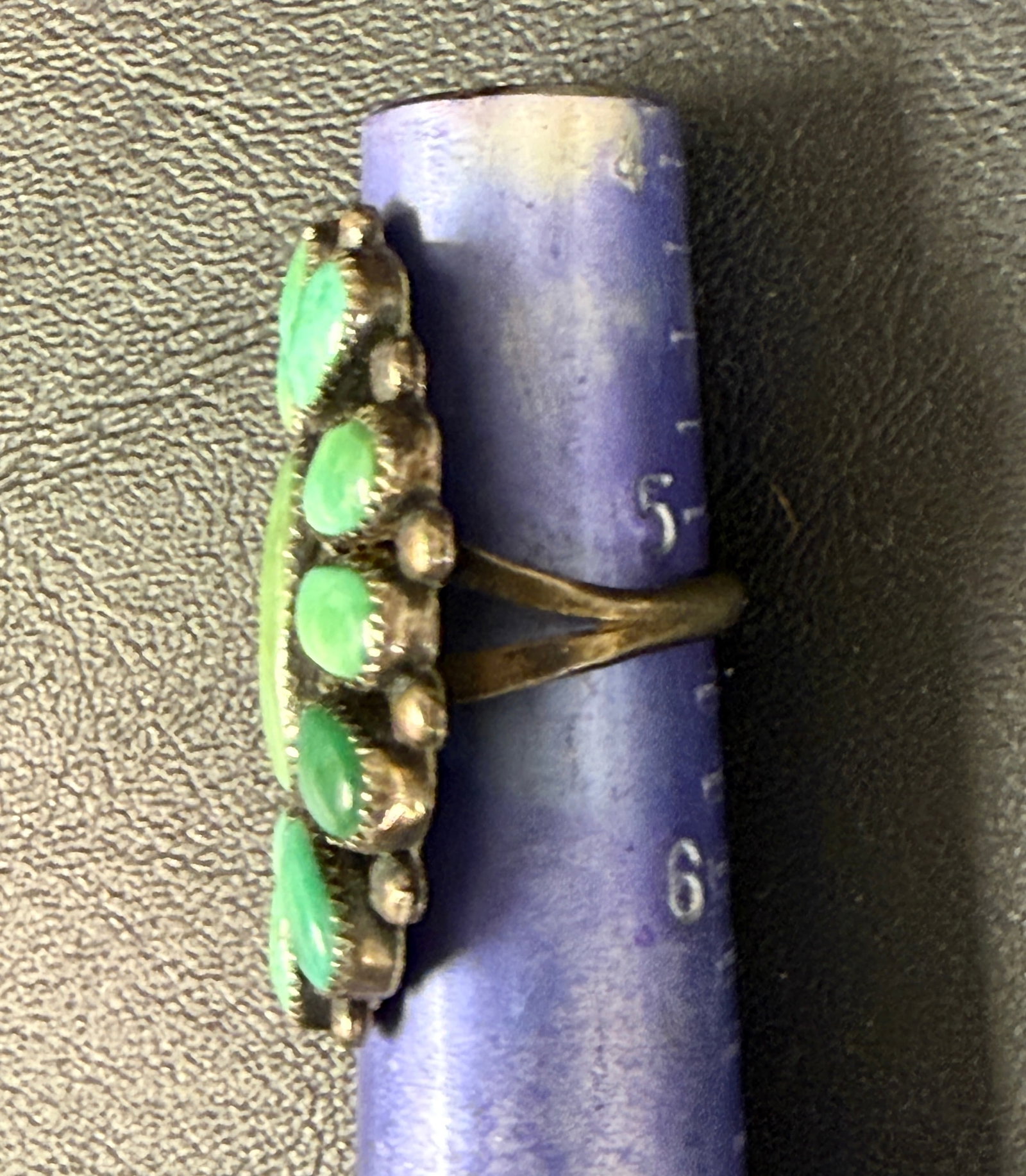 Beautiful Large Native Sterling Silver Turquoise Ring - 4