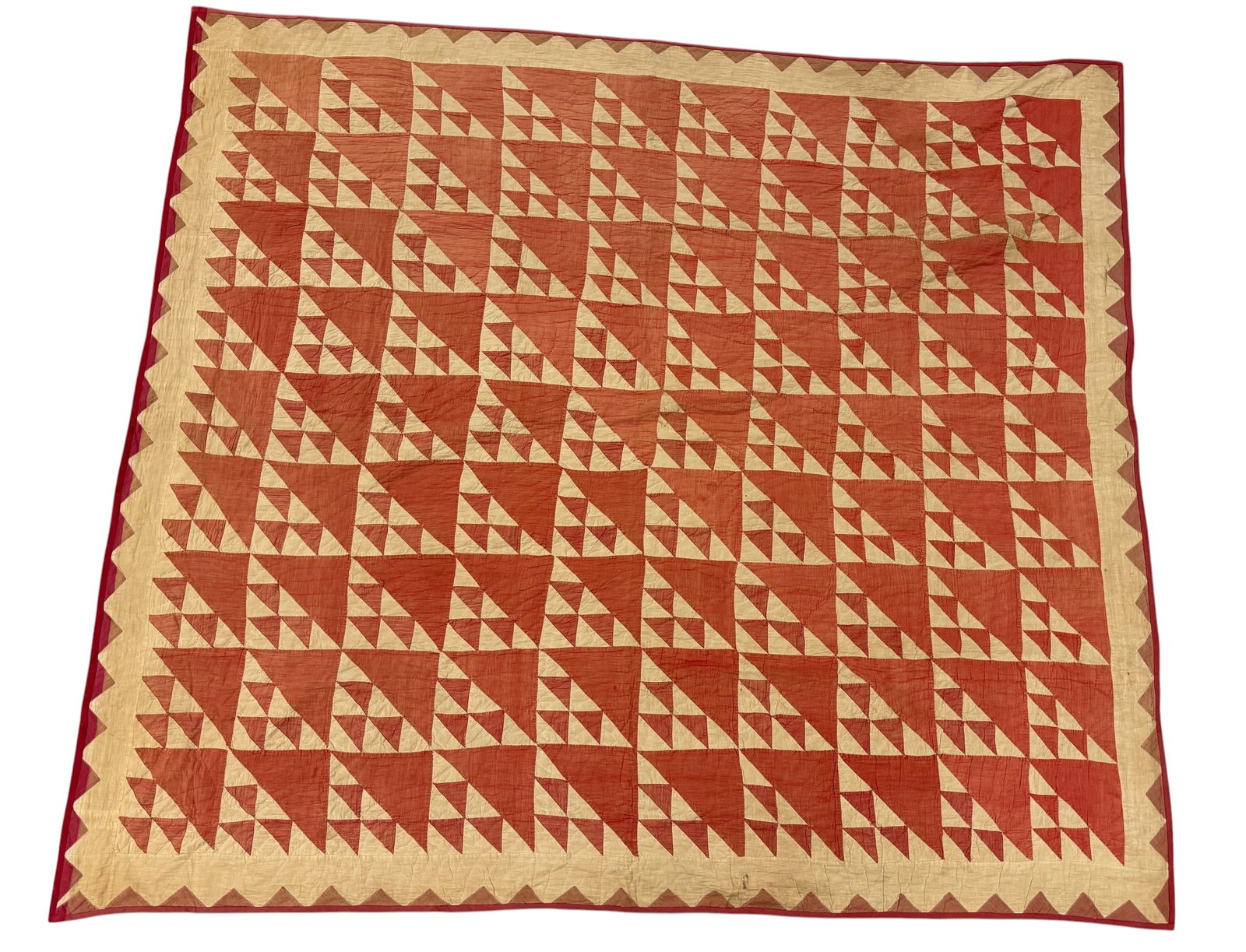 Antique c.1900 Pink & White Hand Stitched Quilt Signed (1 of 14)
