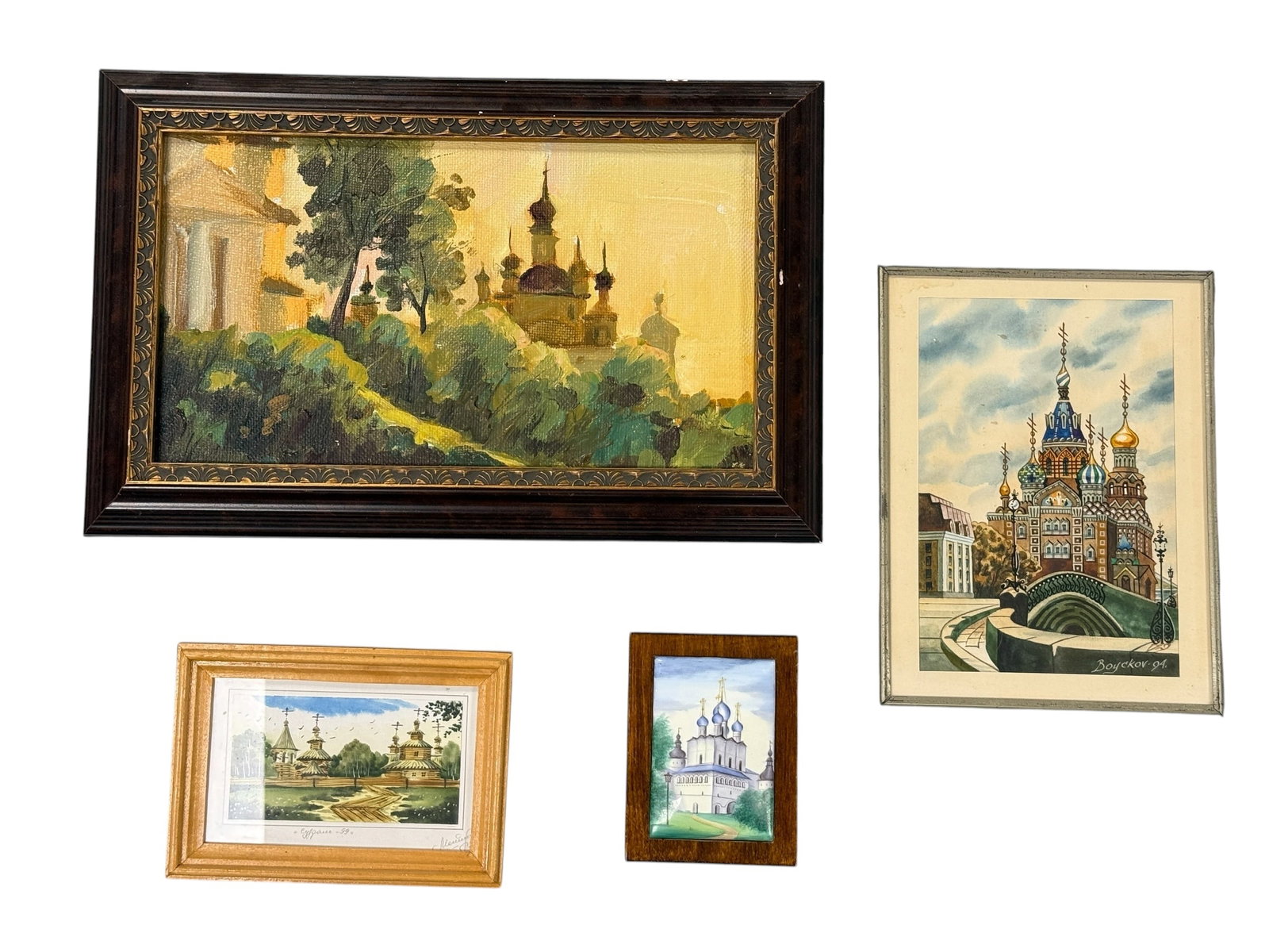 Group of 4 Artworks Russia St. Petersburg Paintings Enamel (1 of 7)