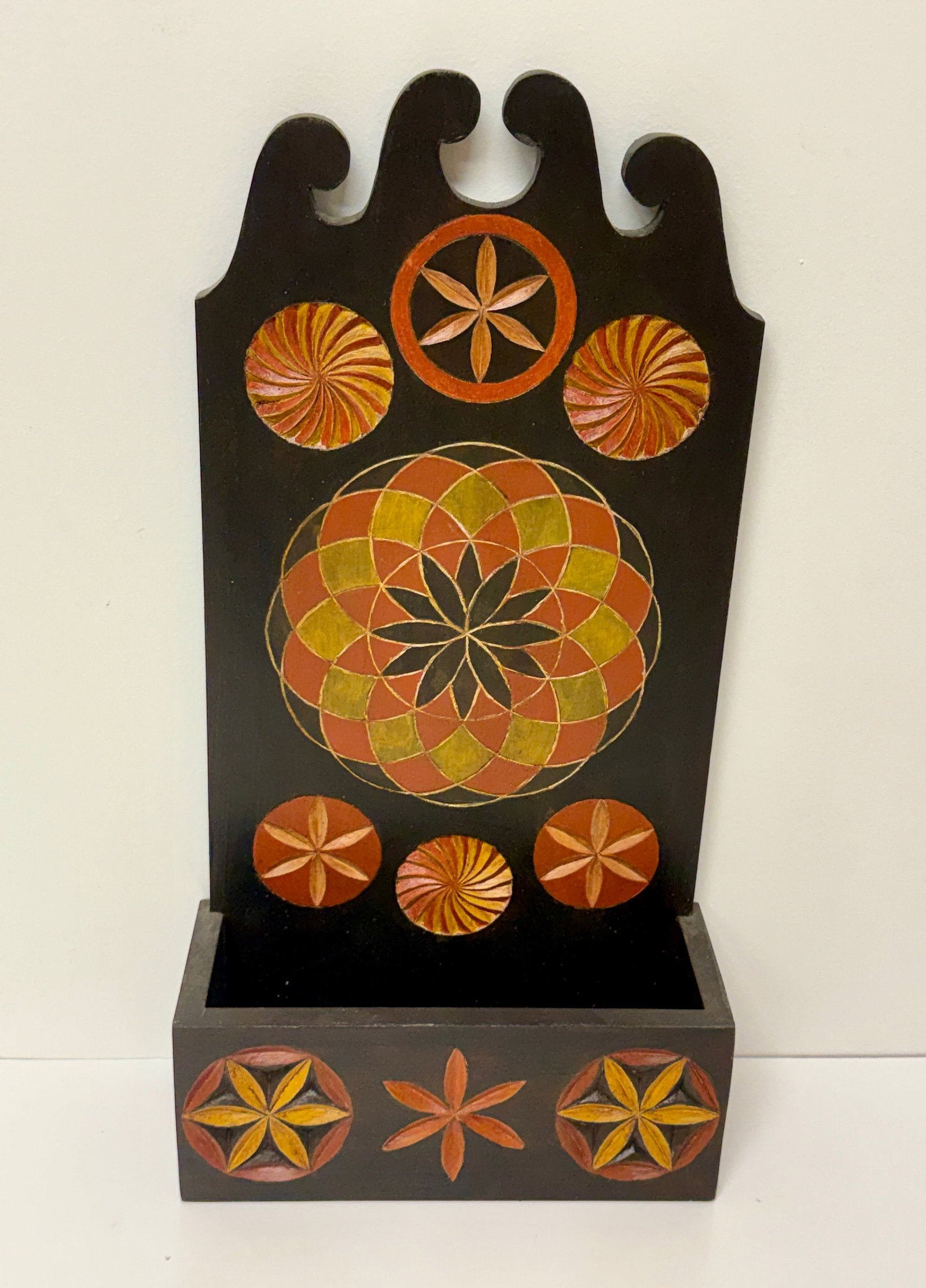 Artisan Folk Art Carved and Painted Candle Box PA Dutch (1 of 9)