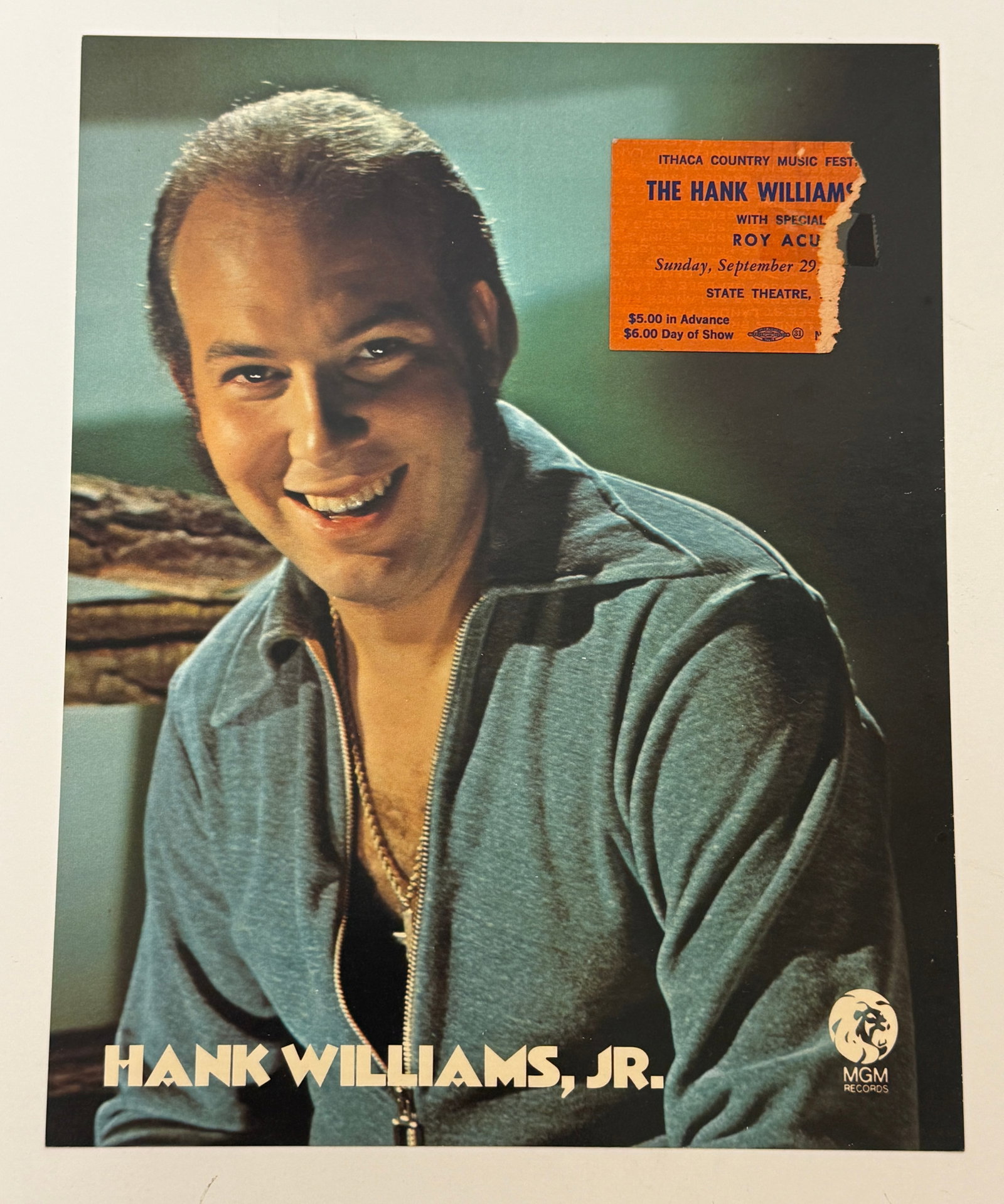 Hank Williams Ticket Stub and Autographed Photo Postcard (1 of 5)