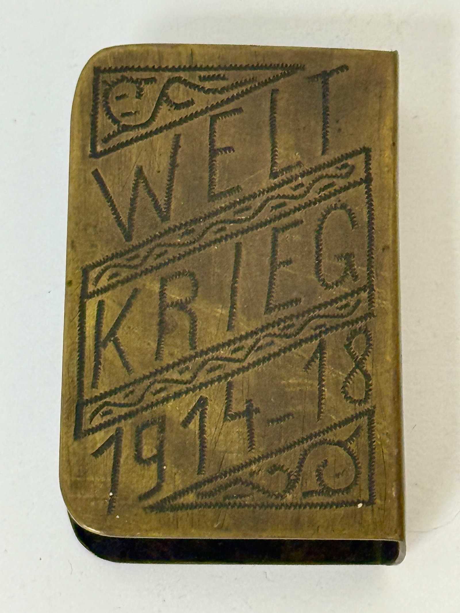 WWI German Trench Art Brass Match Case Vesta Signed (1 of 5)