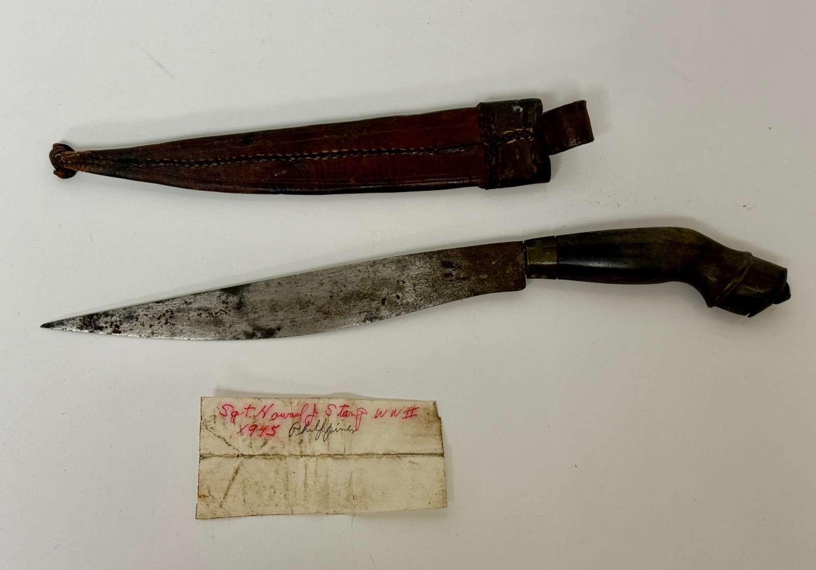 Vintage Phillipines Moro Kris Curved Knife Sword & Sheath WWII (1 of 16)