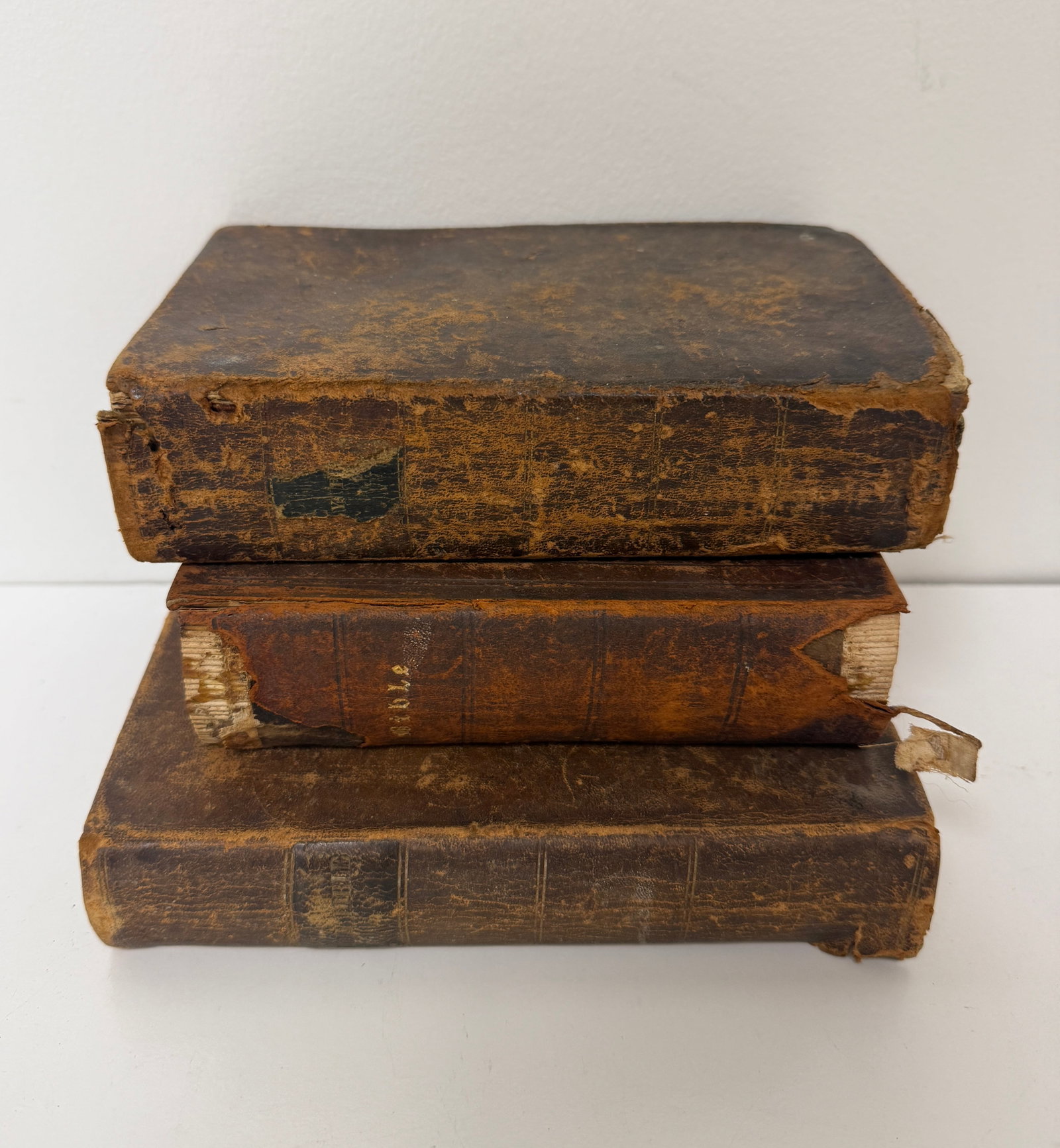 Three Antique Bibles American Bible Society 1831, 1840 Leatherbound (1 of 19)