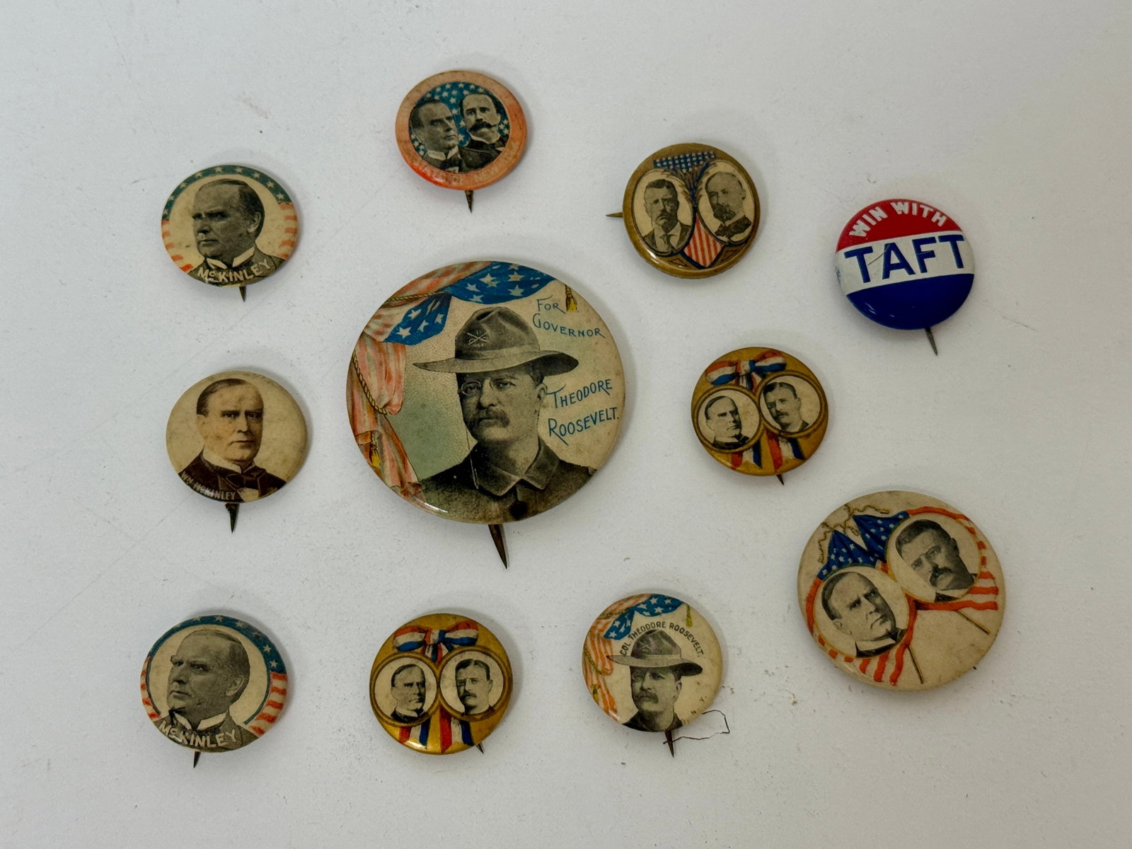 Group of McKinley Roosevelt Taft Politial Buttons Pinbacks (1 of 7)