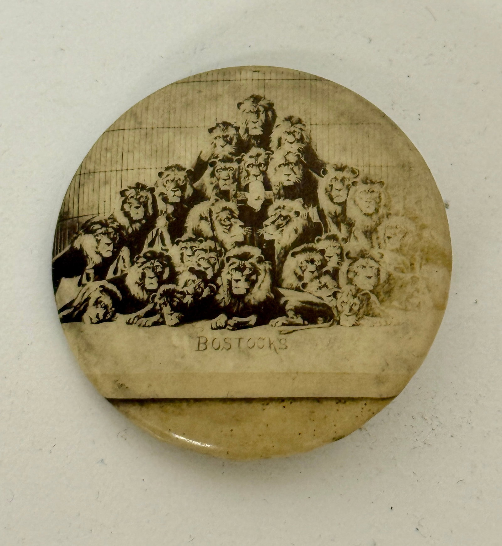 19thC Bostock's Menangerie Pinback Lion Tamer Photographic (1 of 3)