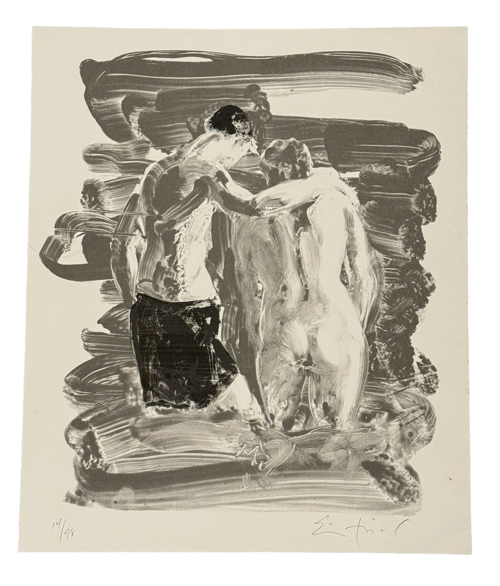 Eric Fischl Signed / Numbered Lithograph, Bathers: From the estate of noted artists Jeff Gordon (American, 2013) and Path Soong (Korean / American, 1954-2023.) Pencil signed & numbered 12/98 lithograph by Eric Fischl (American, b.1948) titled