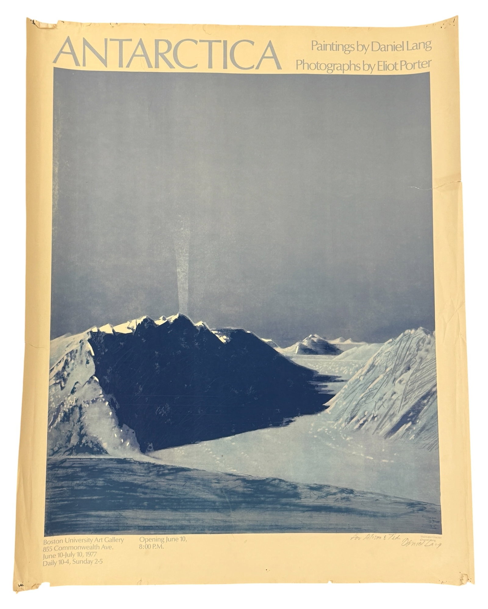 Vintage Antartica Exhibition Poster Signed Daniel Lang (1 of 9)