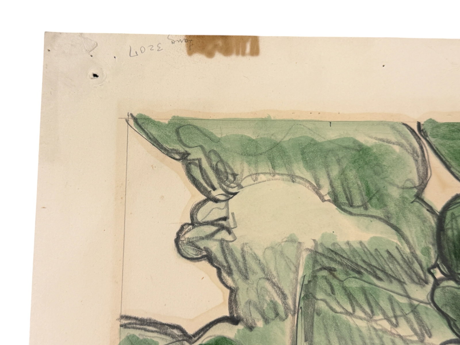 Original Unframed Drawing Road Between Trees, Daniel Lang - 3