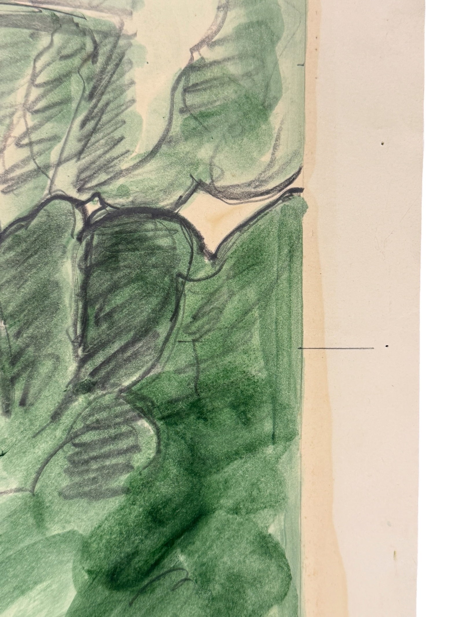 Original Unframed Drawing Road Between Trees, Daniel Lang - 4