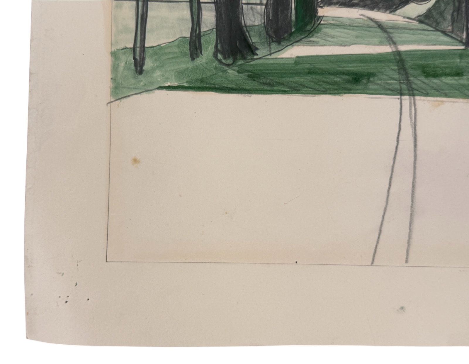 Original Unframed Drawing Road Between Trees, Daniel Lang - 6