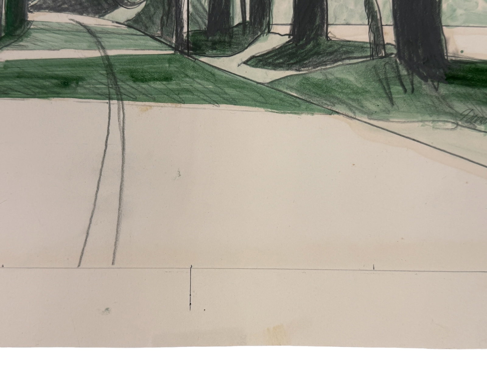 Original Unframed Drawing Road Between Trees, Daniel Lang - 7