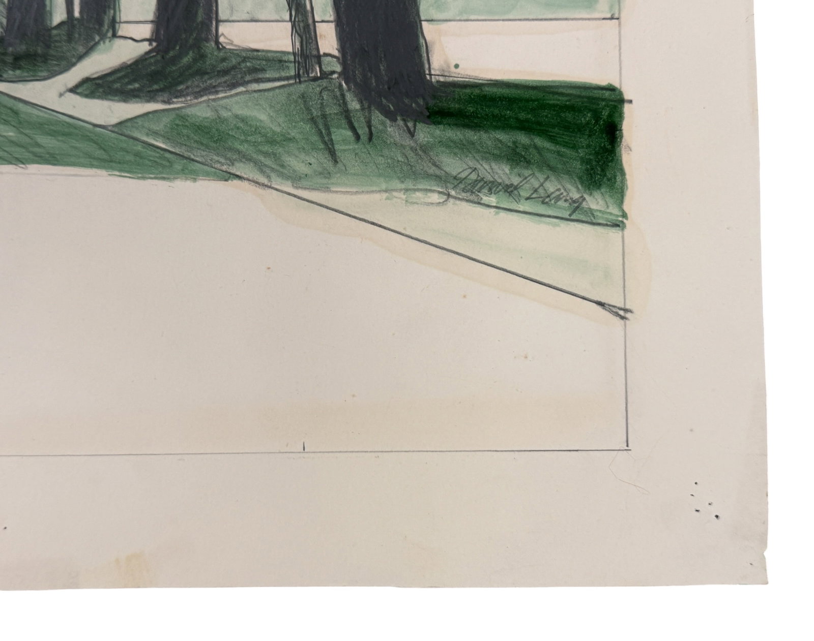 Original Unframed Drawing Road Between Trees, Daniel Lang - 8