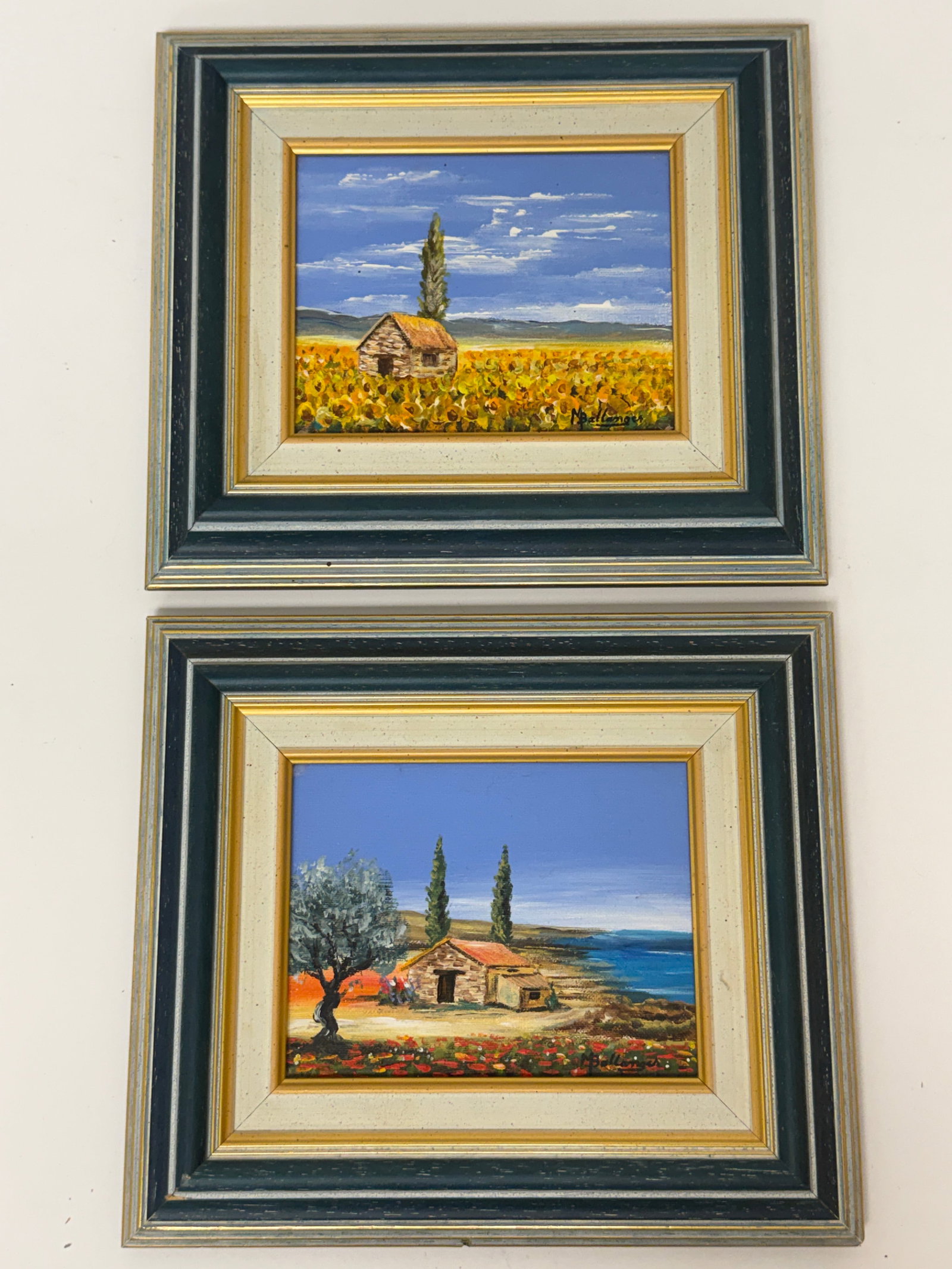 Pair Michel Ballanger Oil Paintings on Canvas: From an Ithaca, NY estate collection. Pair original oil on canvas scenic paintings by Michel Ballanger. Each signed / numbered. Each measures approx 12'' x 10'' framed. Please see photos for details.