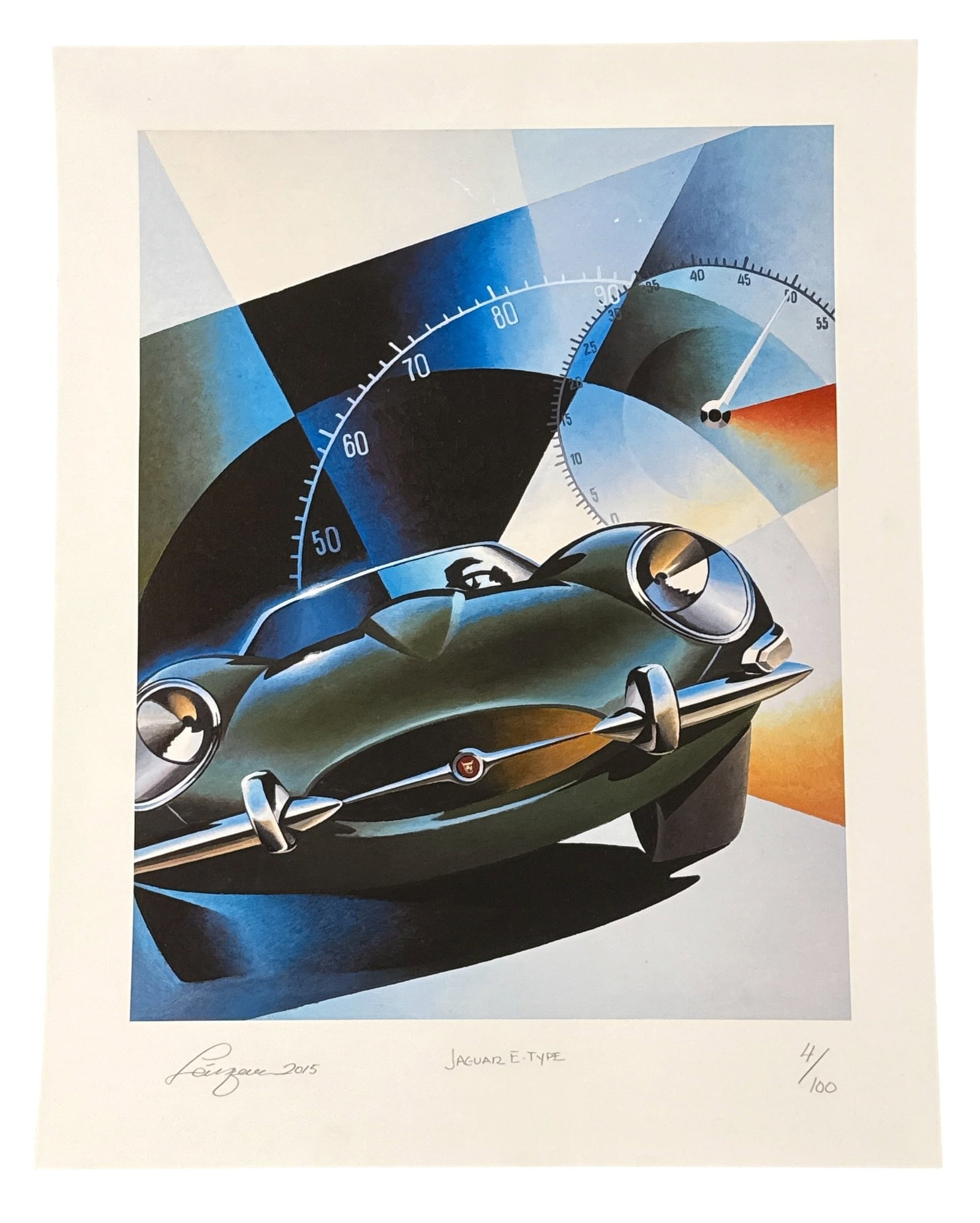 Signed Early Edition Giclee Print Jaguar E-Type Alain Levesque 4/100 (1 of 9)