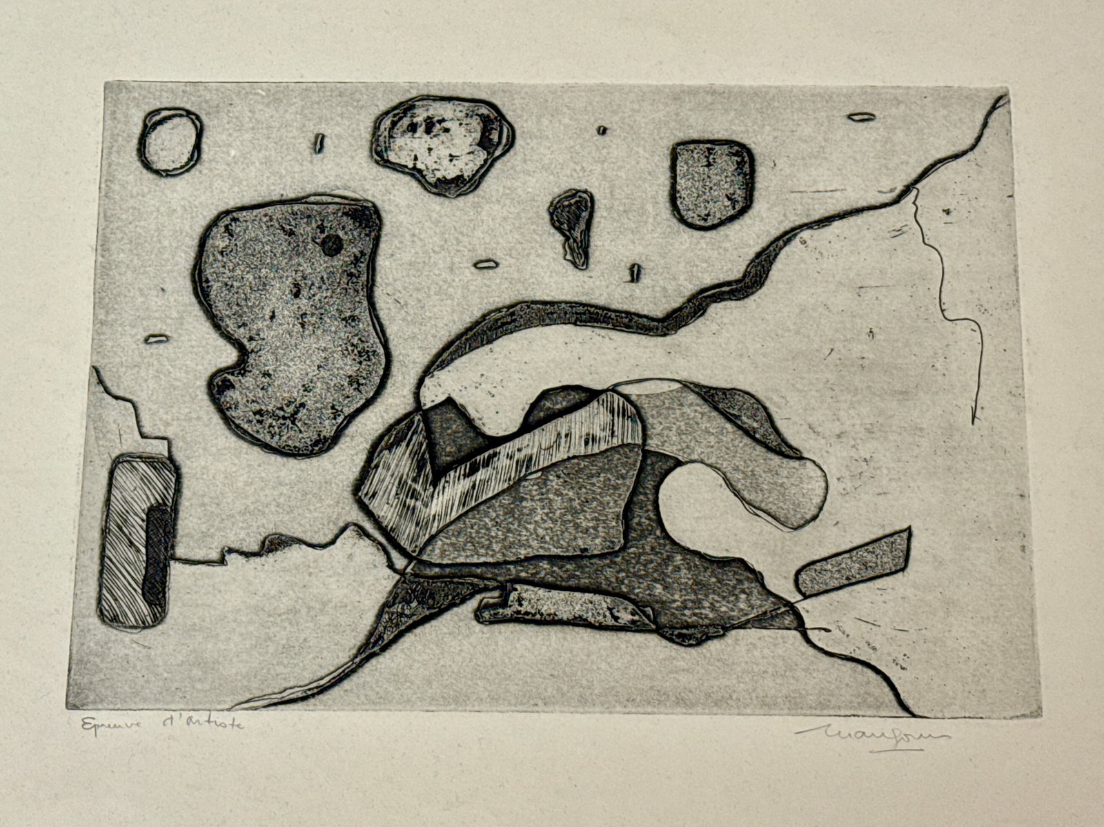 Cellular Pencil Signed Engraving, Style of Andre Masson (1 of 10)