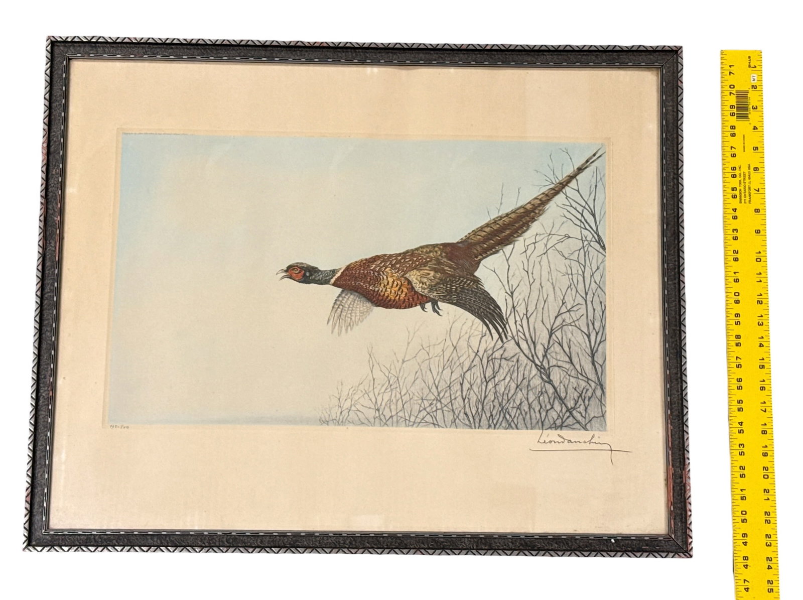 Hand Colored Etching Pheasant in Flight, Leon Danchin - 2