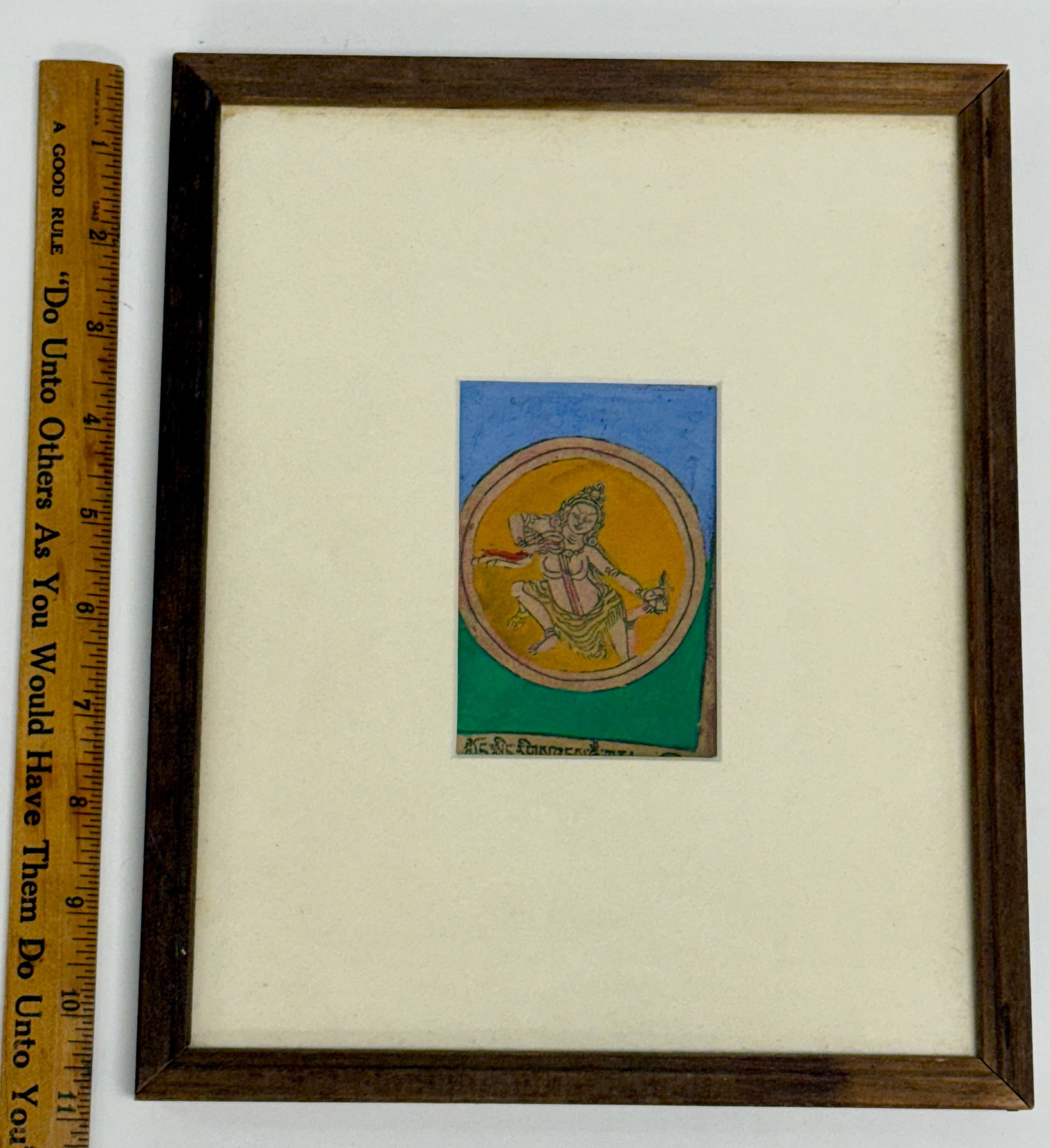 Framed Buddhist Initiation Card Hand Colored - 2