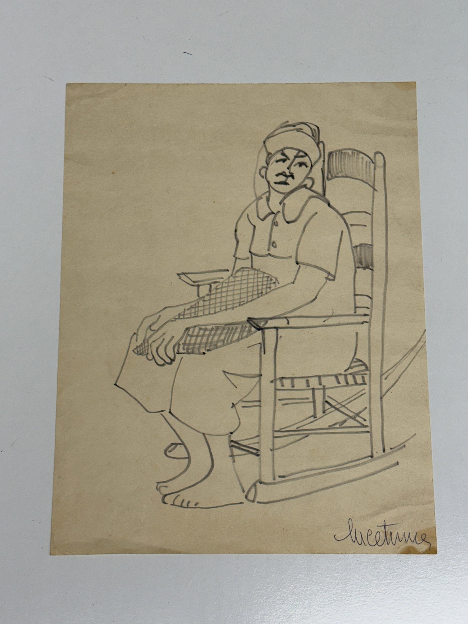 Unframed Drawing of Woman in Chair, Luce Turnier (1 of 7)