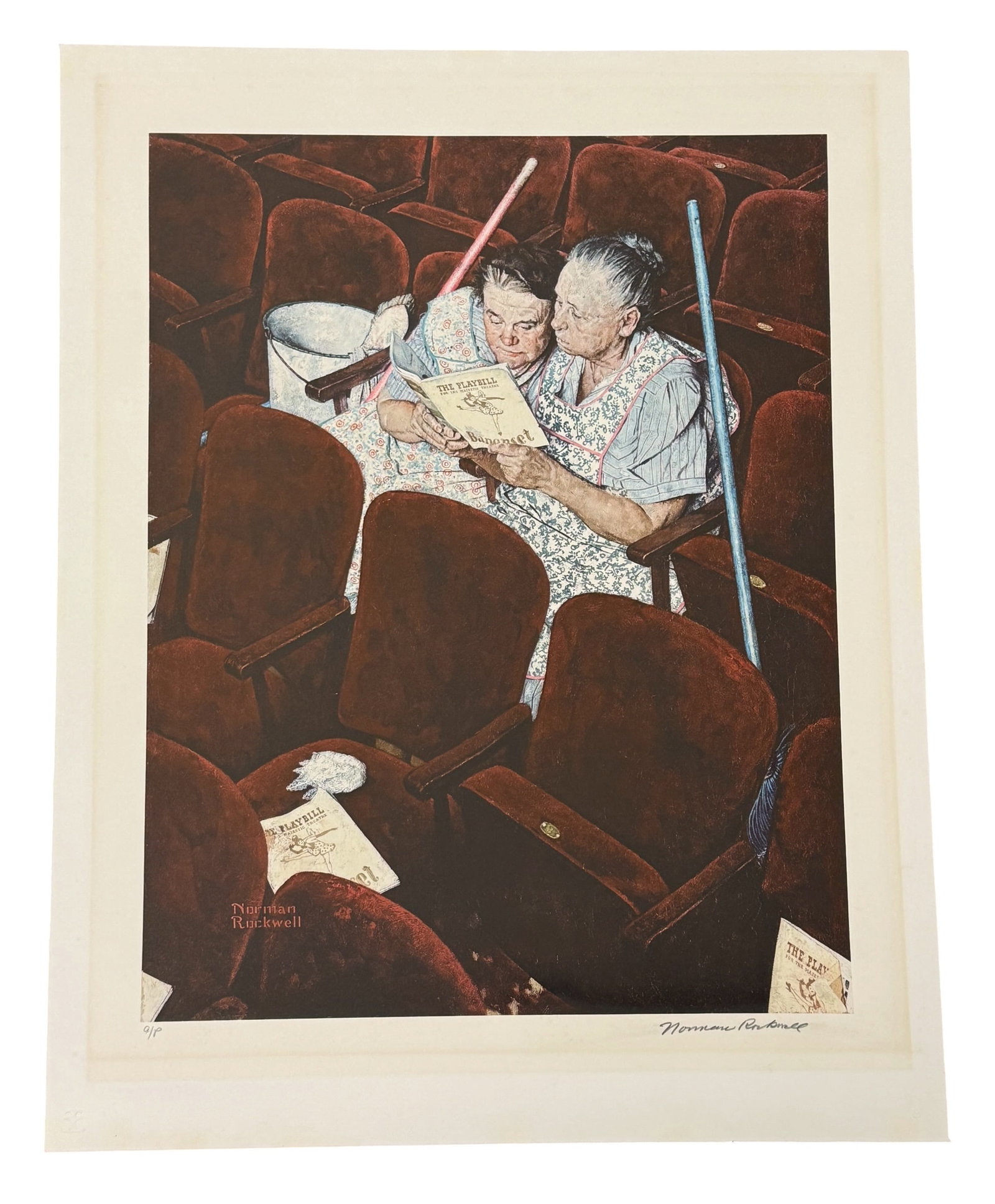 Norman Rockwell Artist Proof Print, Charwomen in Theatre (1 of 12)