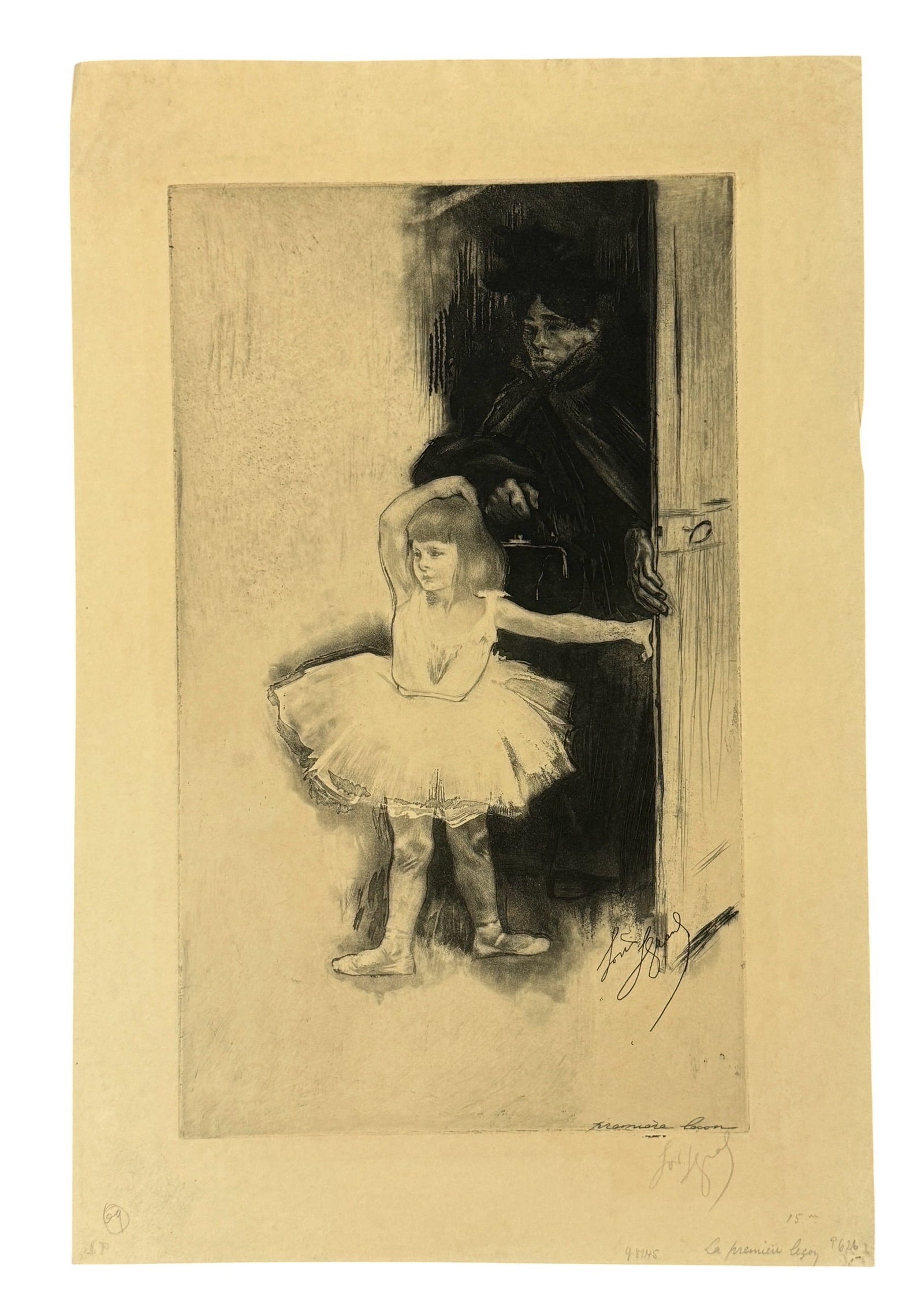 Louis Legrand Signed Proof Etching "Premiere Lecon" (1 of 10)