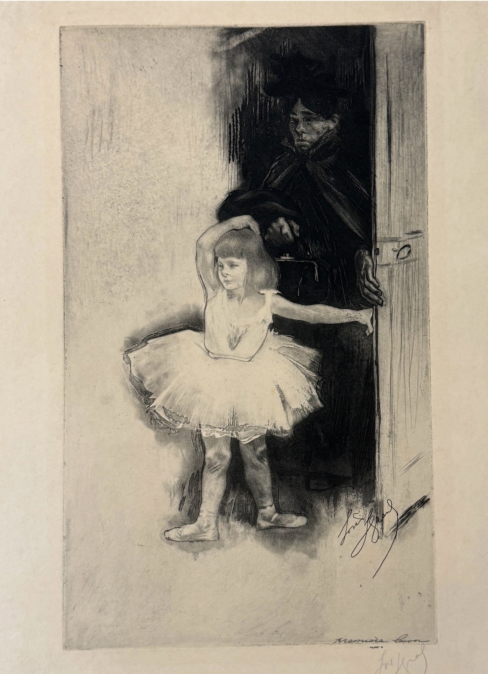 Louis Legrand Signed Proof Etching "Premiere Lecon" - 5