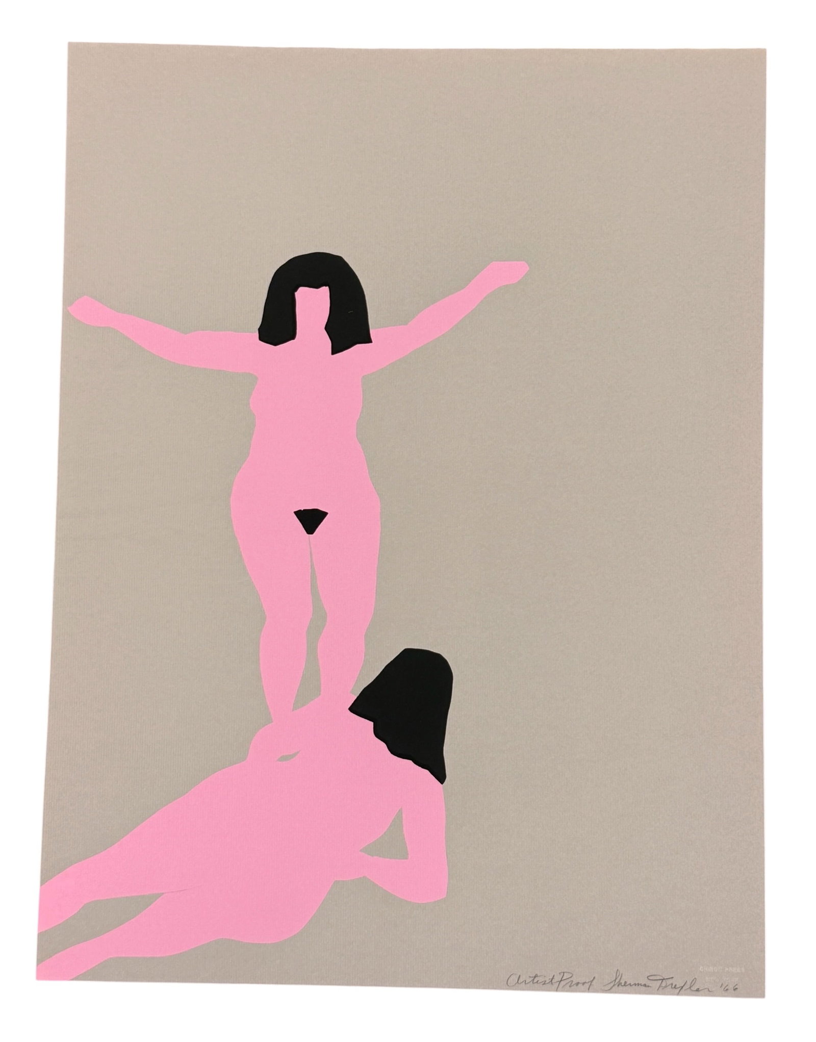 Signed Artist Proof Screen Print, Nudes Sherman Drexler: From the estate of Steve Poleskie, founder of The Chiron Press. "Untitled" 1966 screen print by Sherman Drexler (American, 1925-2014.) Pencil signed artist proof dated '66. Printed at the Chiron